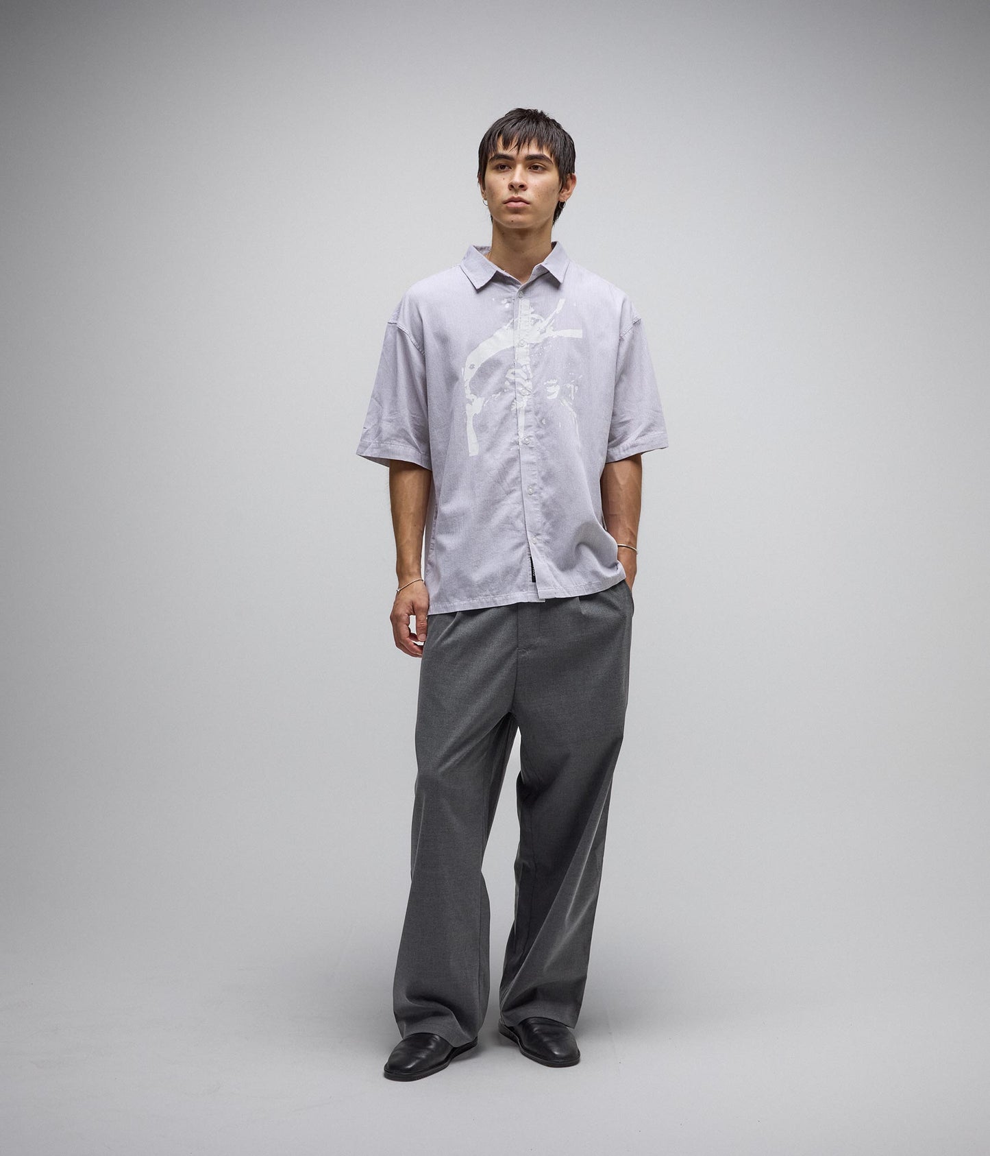 VIVIAN BOXY STRIPE SS SHIRT // GREY