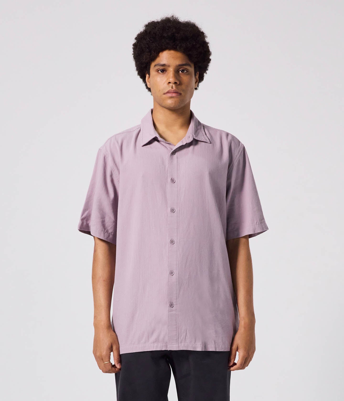 VIVIAN HERRINGBONE SS SHIRT // MAUVE
