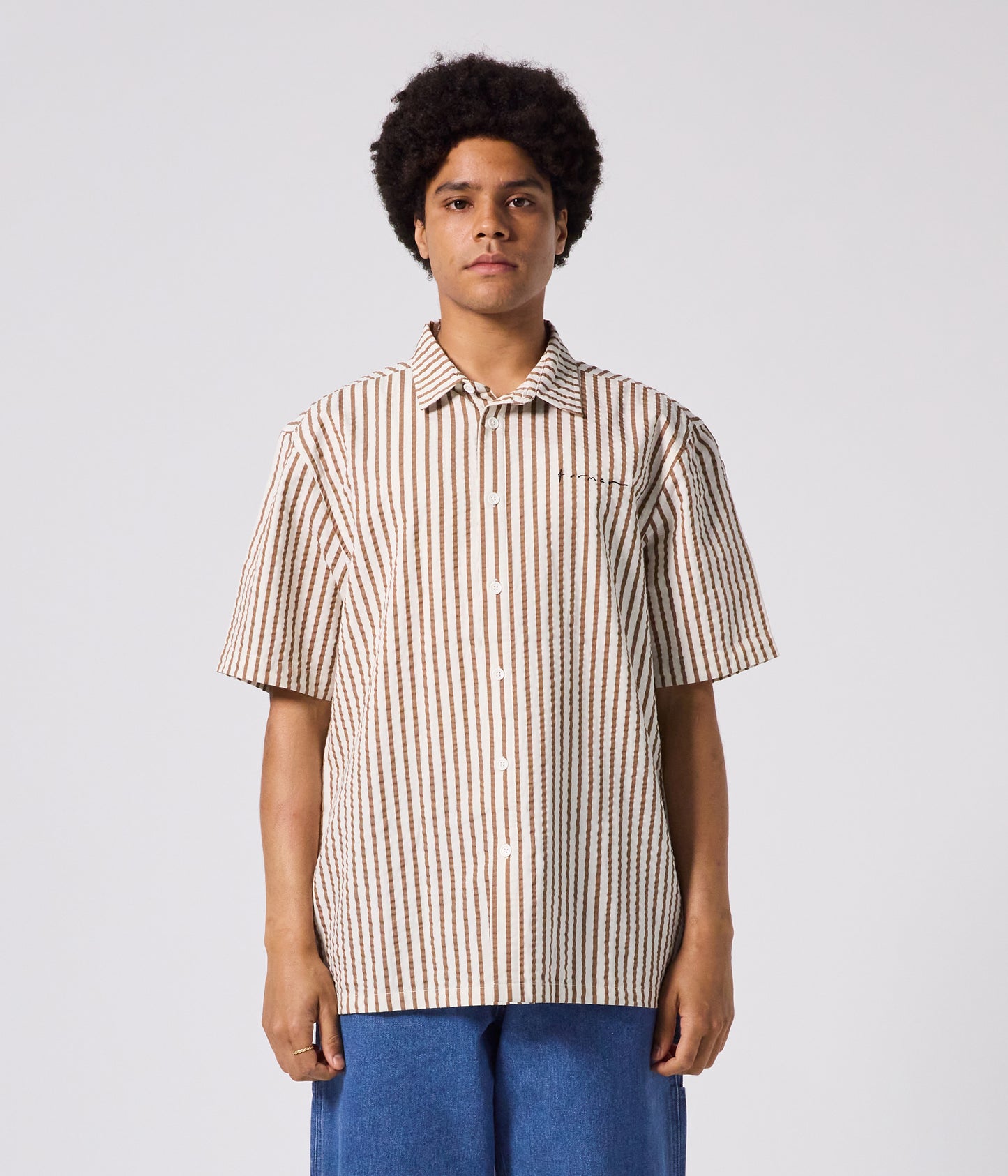 VIVIAN SEERSUCKER SS SHIRT // COPPER