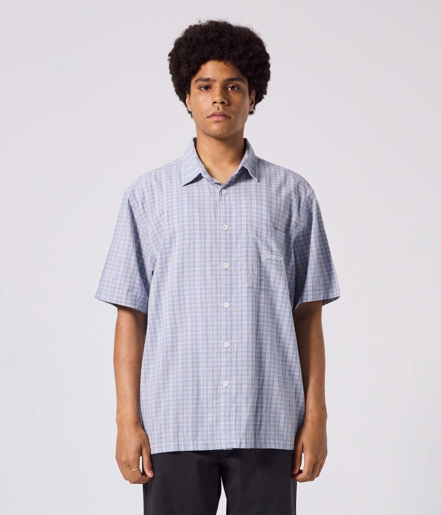 MANNERS CHECK SS SHIRT // BLUE
