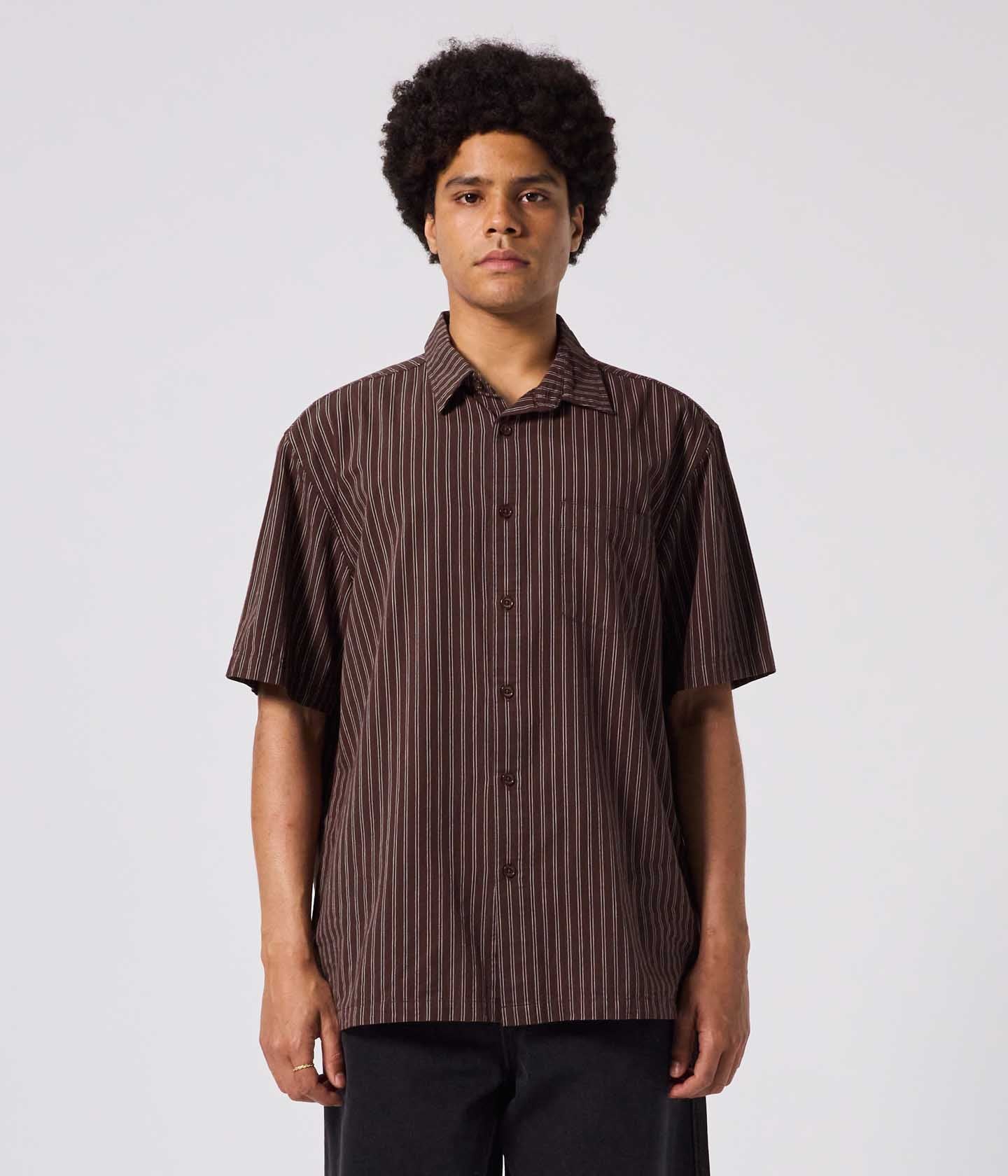 REYNOLDS STRIPE SS SHIRT // BROWN