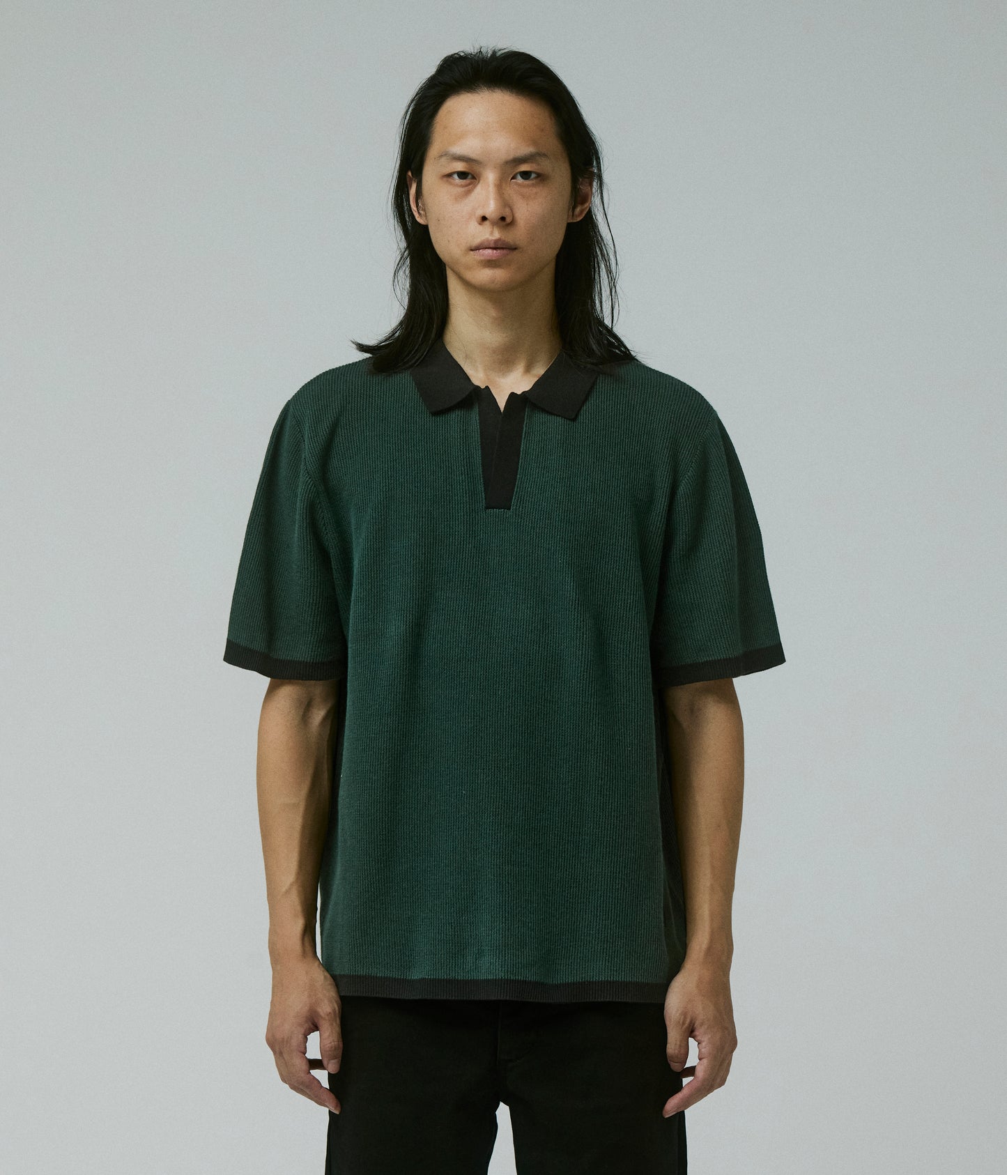 AG OPEN COLLAR POLO // PETROL