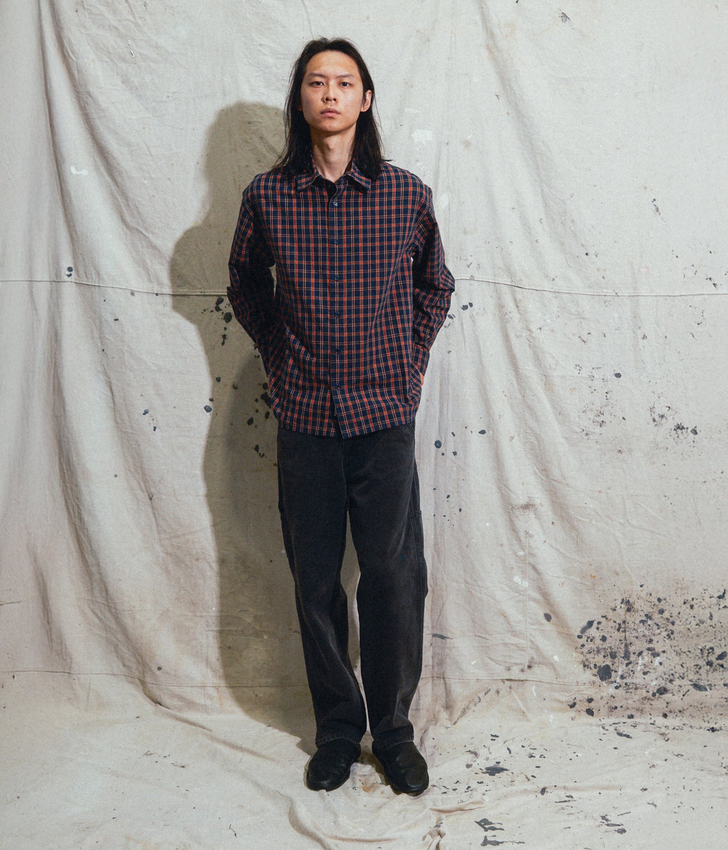 VIVIAN CHECK LS SHIRT // NAVY