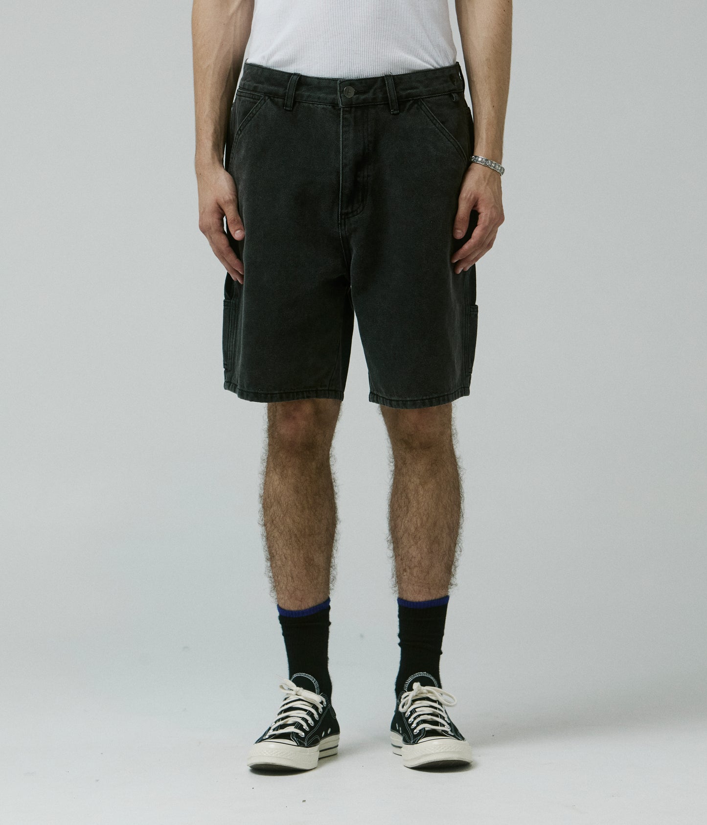 DISTEND VT DENIM CARPENTER SHORT // WASHD BLACK