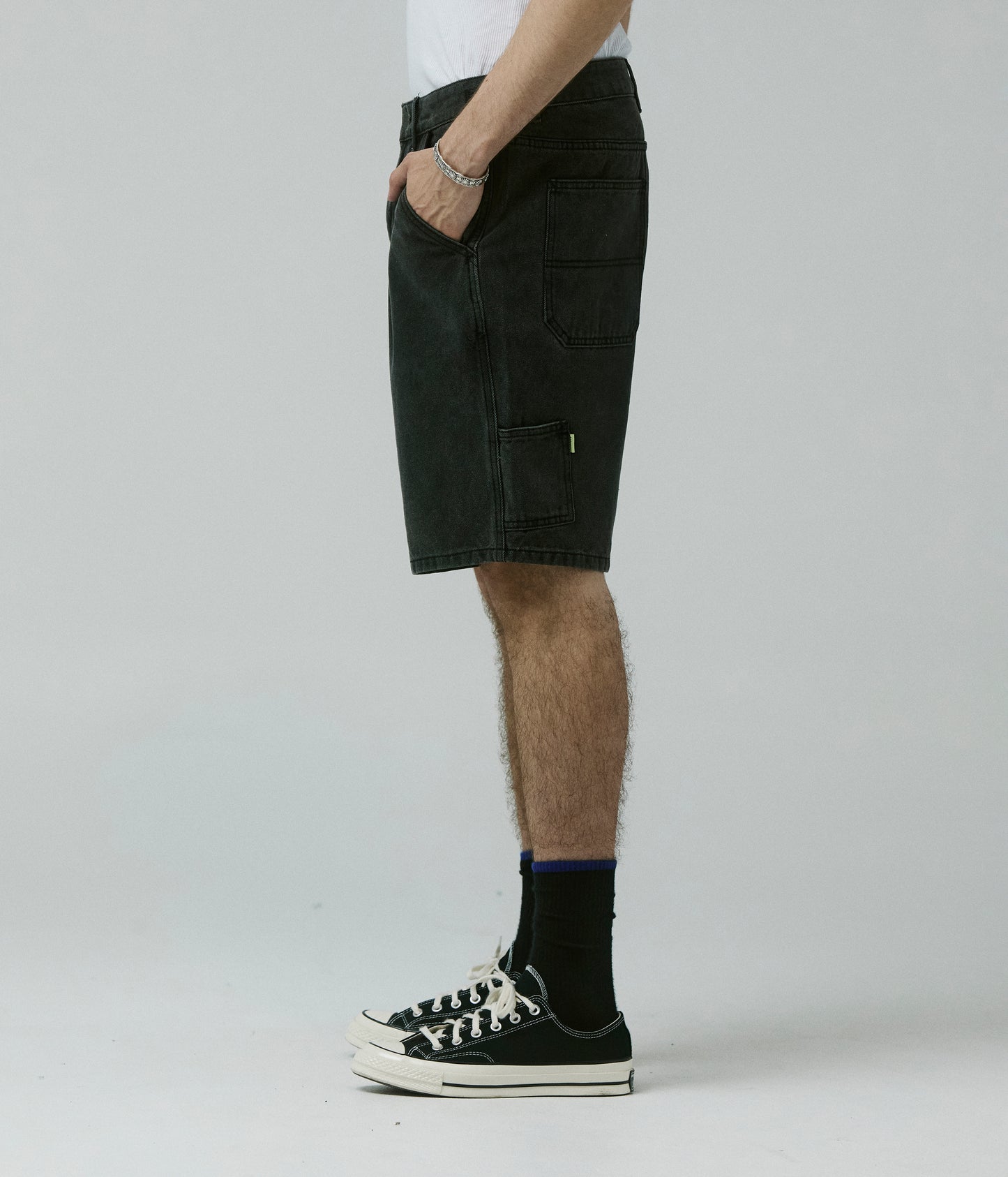 DISTEND VT DENIM CARPENTER SHORT // WASHD BLACK