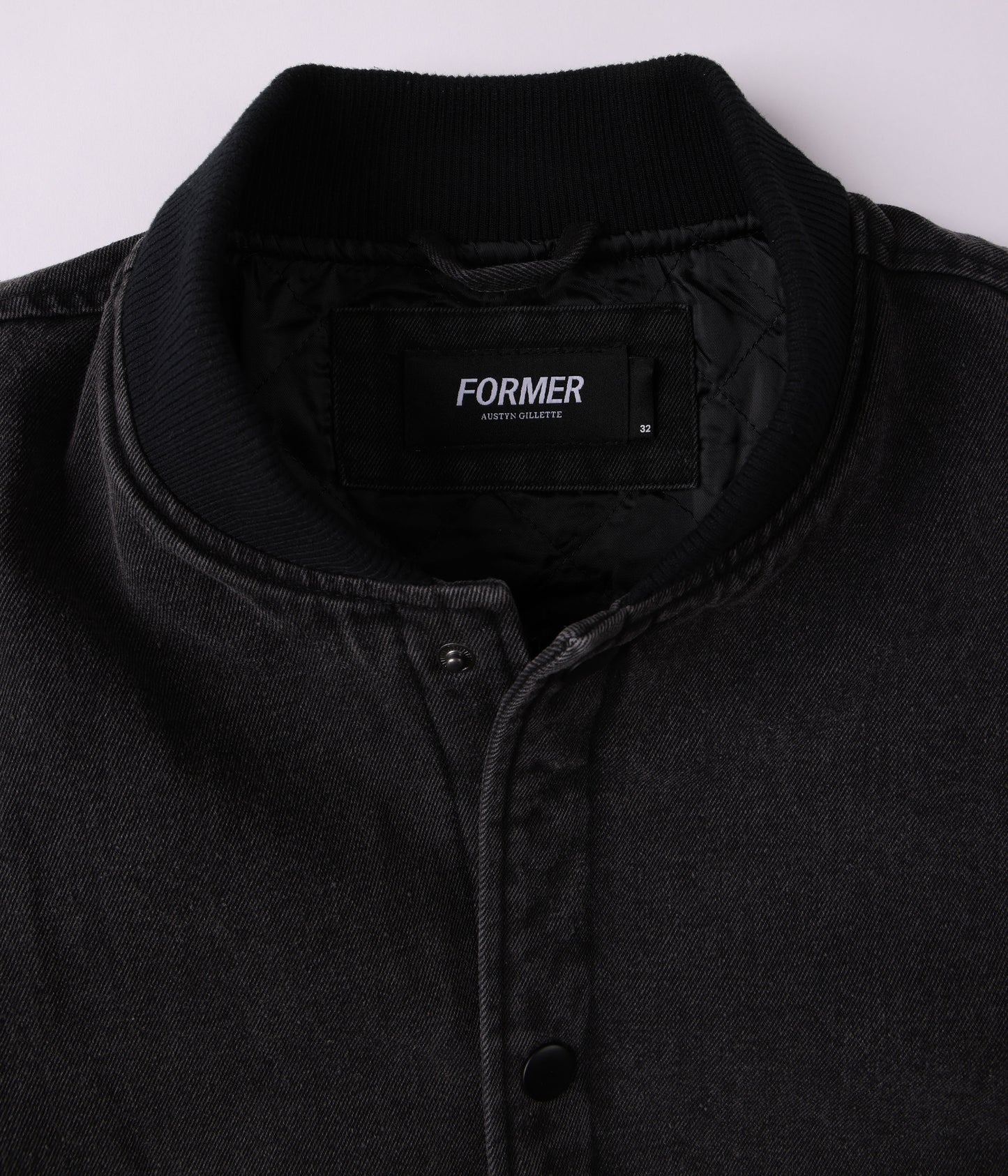 AG VARSITY JACKET // BLACK DENIM