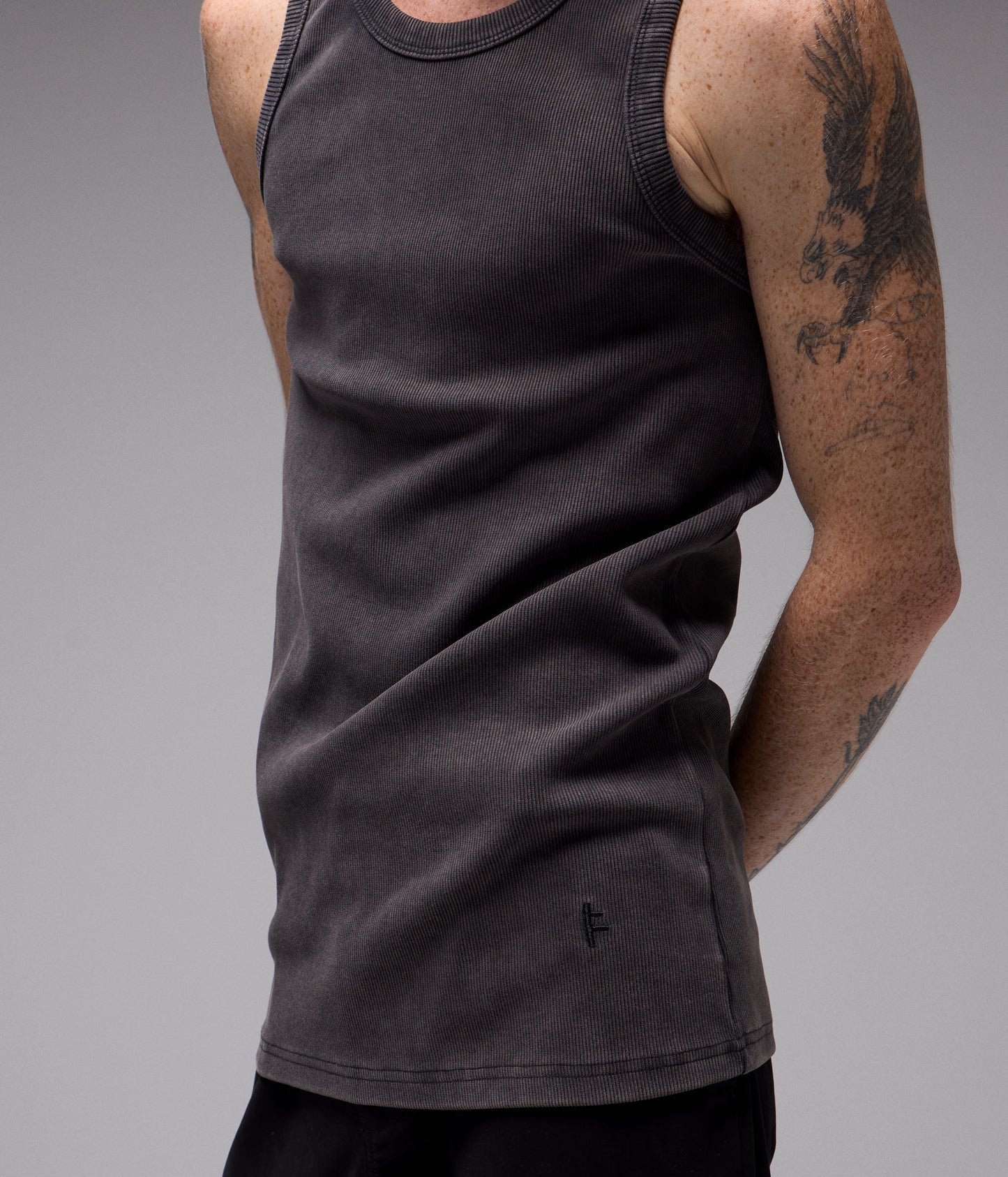ACID RIB SINGLET // WASHED BLACK
