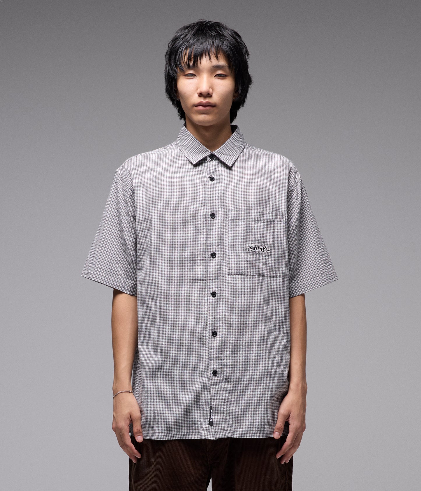 VIVIAN CHECK SS SHIRT // BLACK