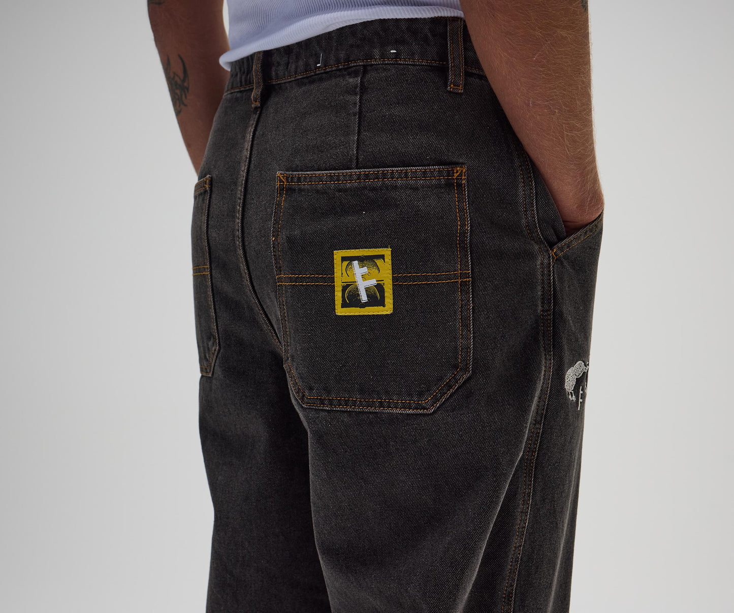 FORMER DXD Reynolds Denim Pant in WASHED BLACK - Destroyed By Dane Collection