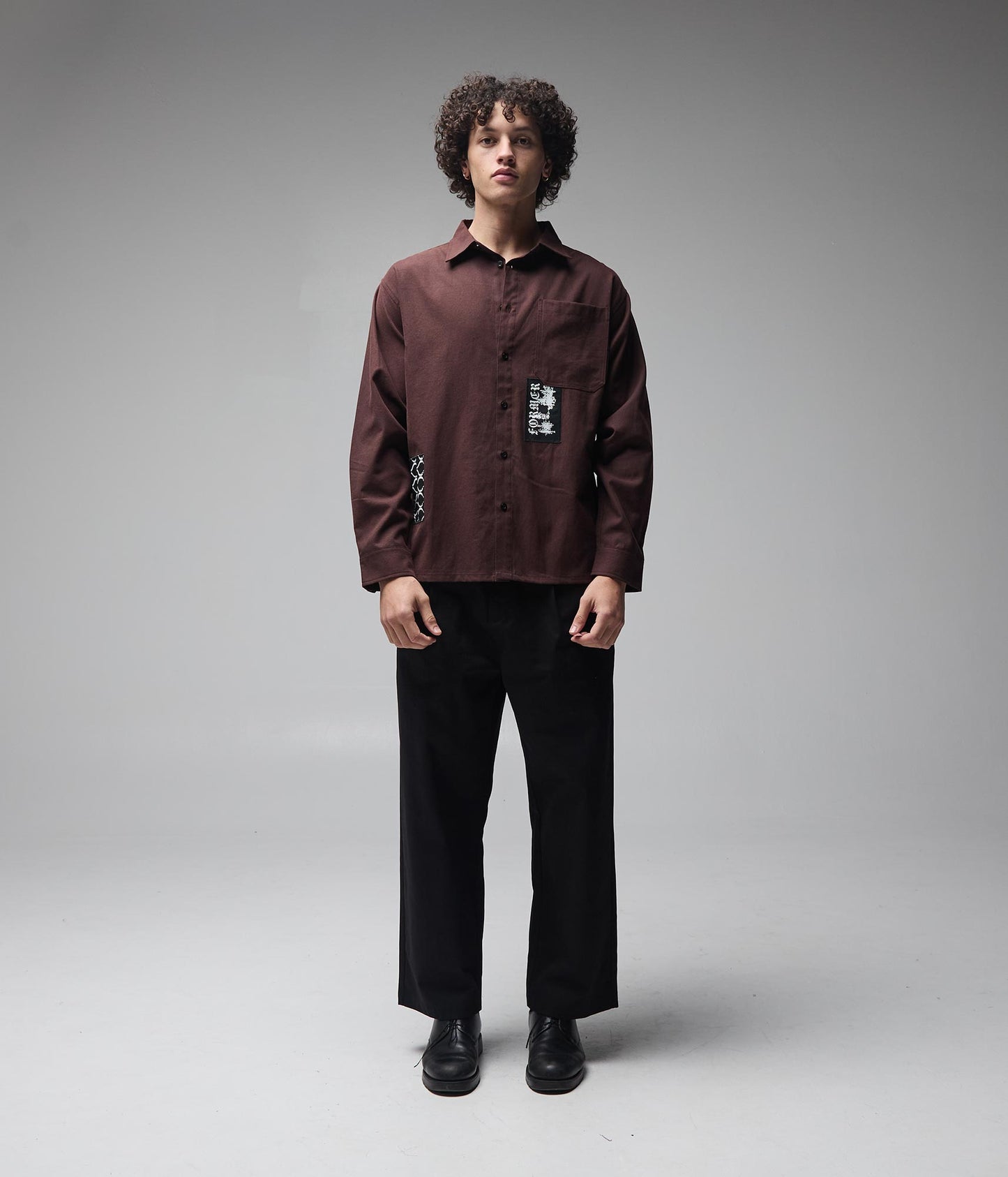 FORMER Vivian Engineered LS Shirt in BARK - Pending Approval Collection