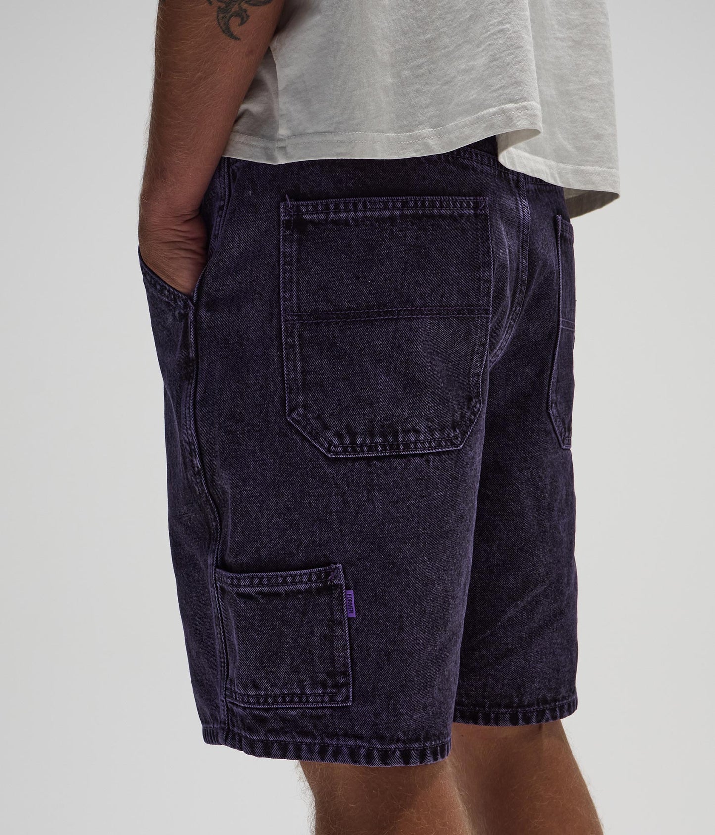 FORMER Distend Denim Walkshort in Washed Purple - FORMER x RAGE Collection