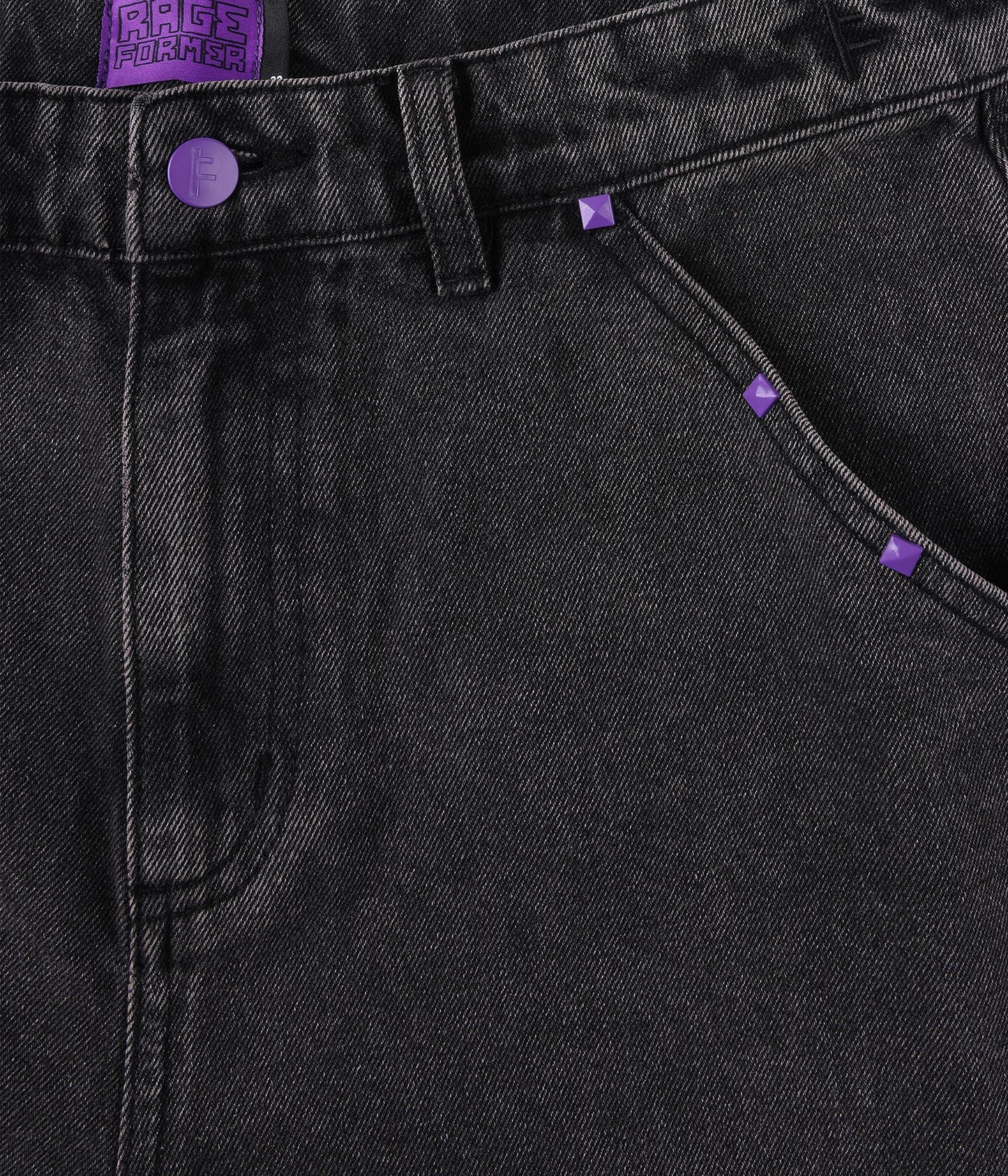 FORMER Studded Denim 21" Walkhshort in Washed Black - FORMER x RAGE Collection