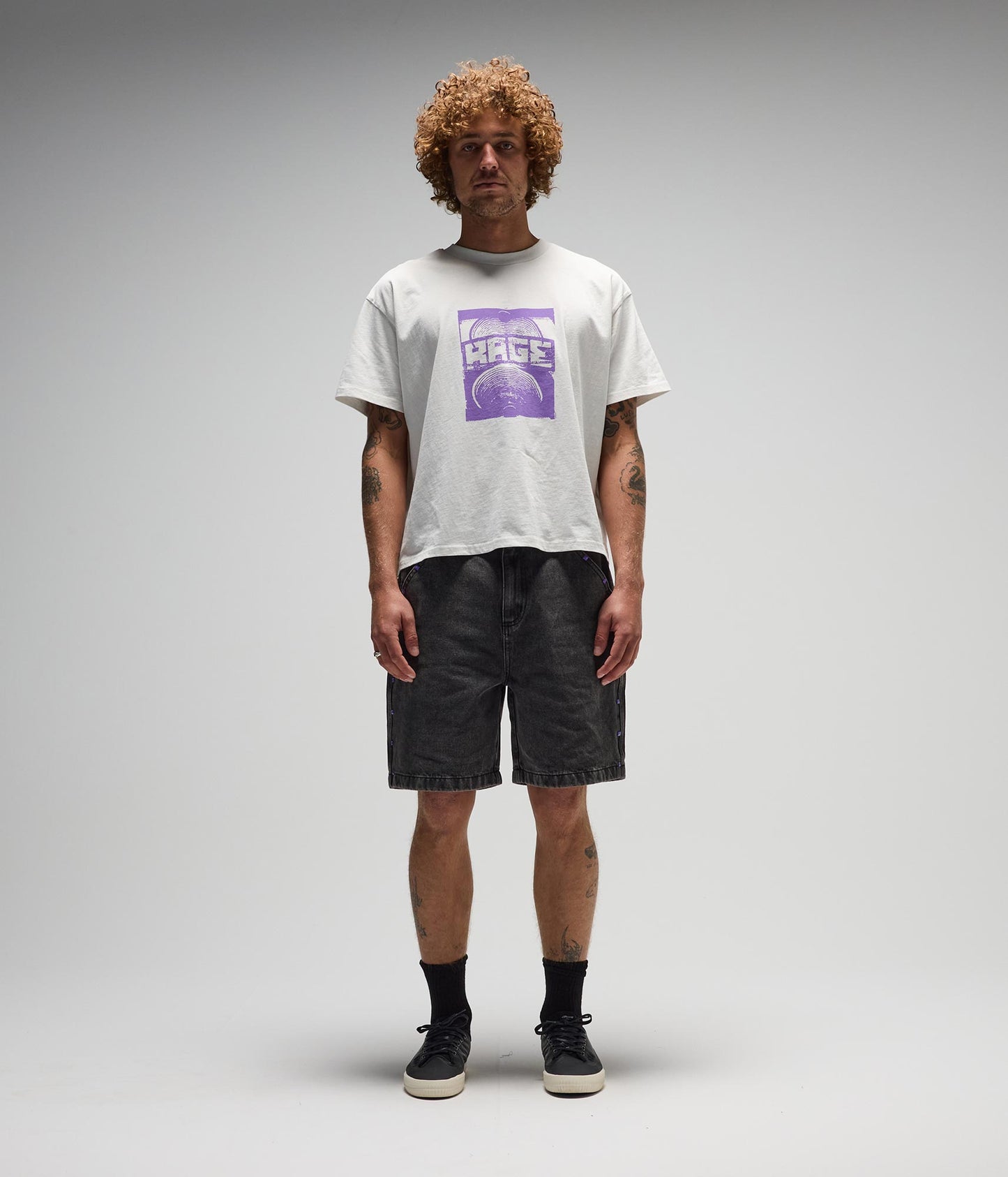 FORMER Studded Denim 21" Walkhshort in Washed Black - FORMER x RAGE Collection