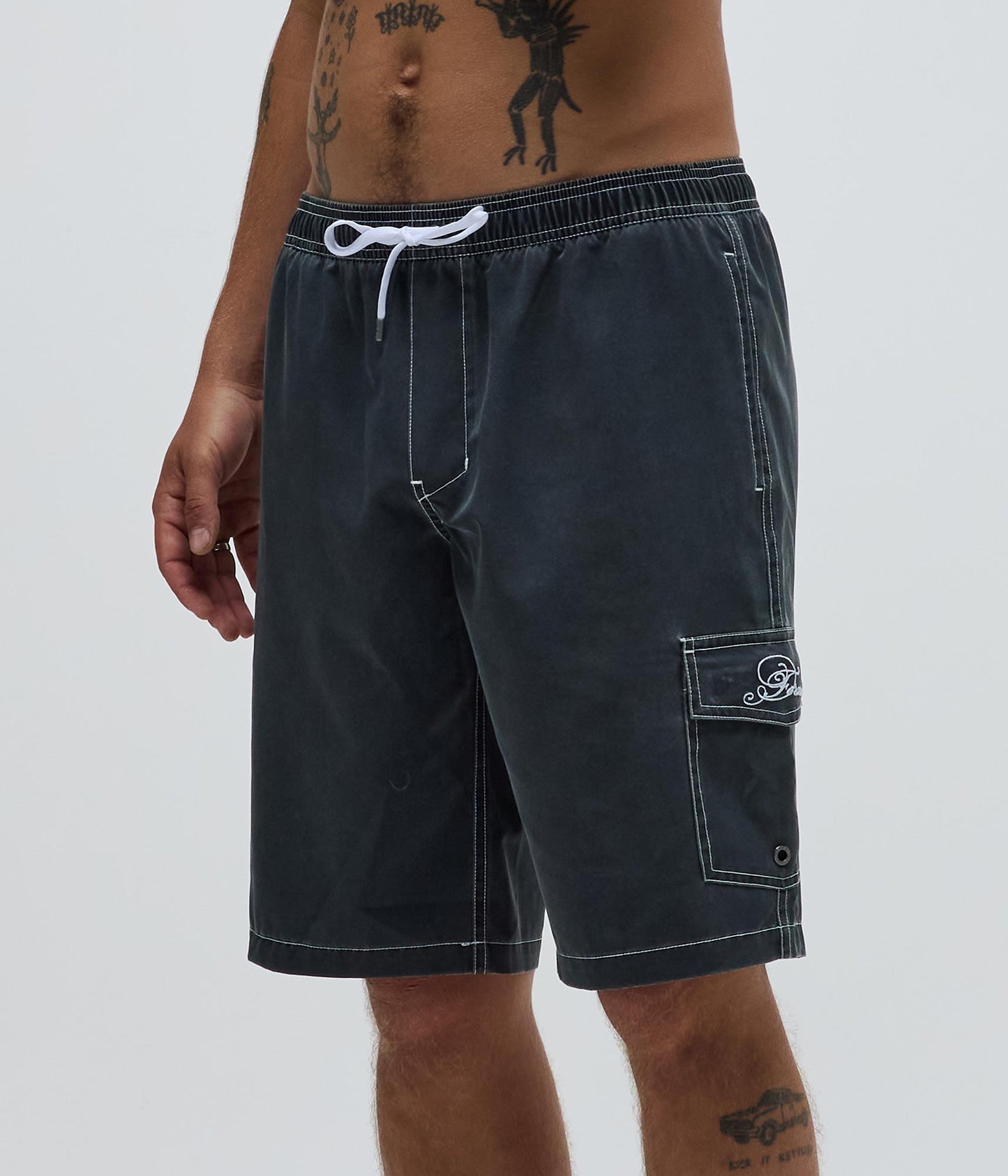 SWANS CARGO 21" SWIM TRUNK // WASHED BLACK