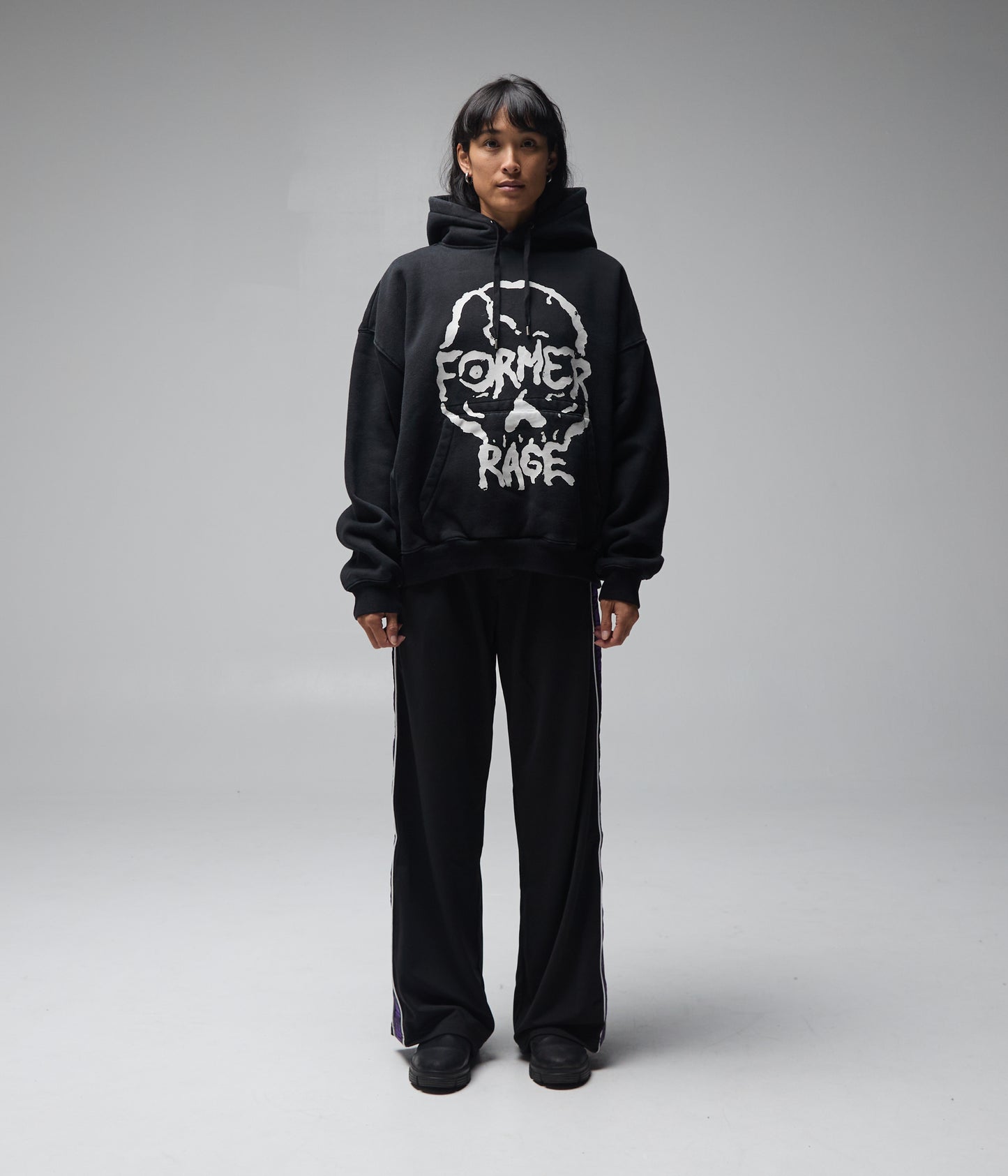FORMER Skullz Boxy Heavy Hood in Merch Black - FORMER x RAGE Collection