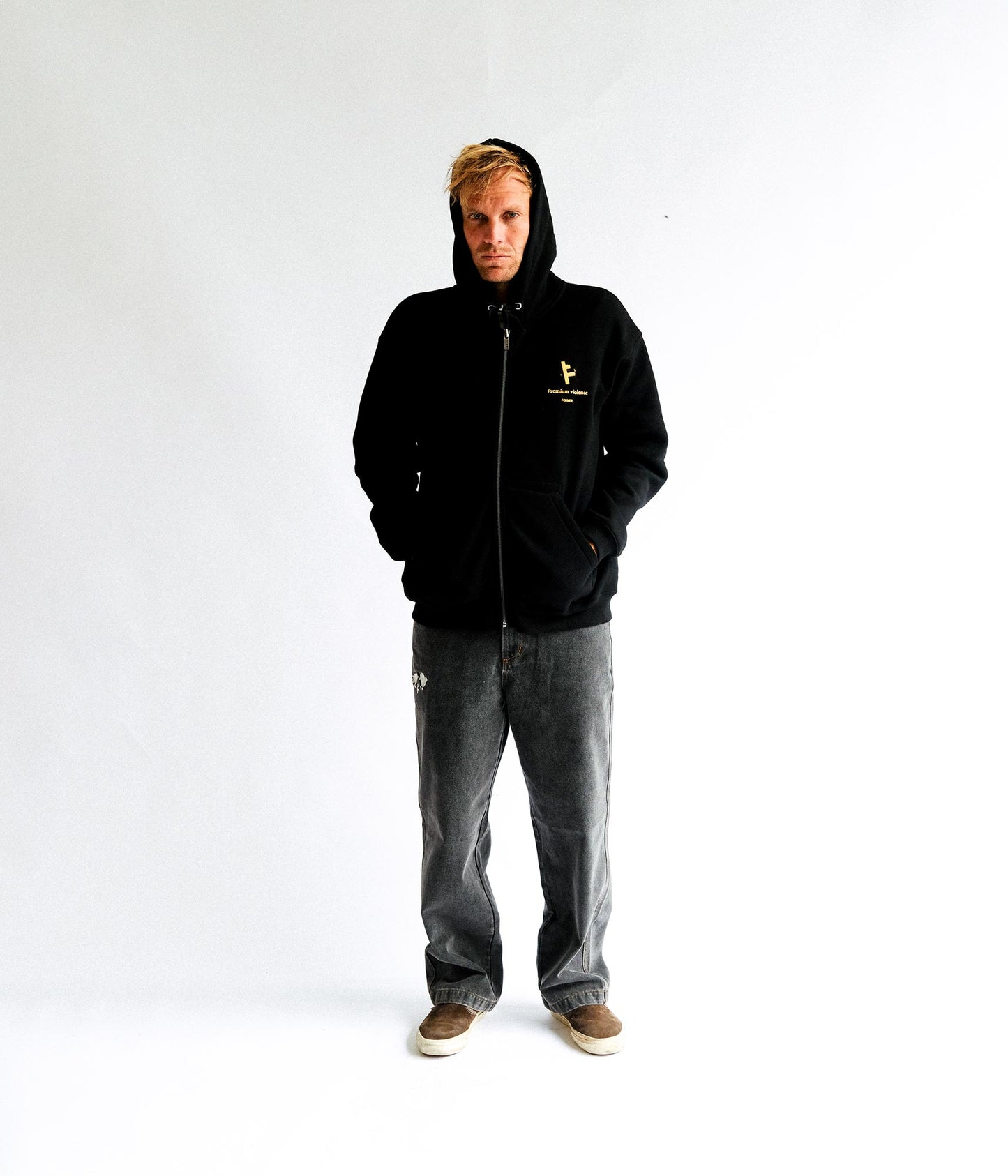 FORMER Slant F ZT Hood in BLACK - Destroyed By Dane Collection