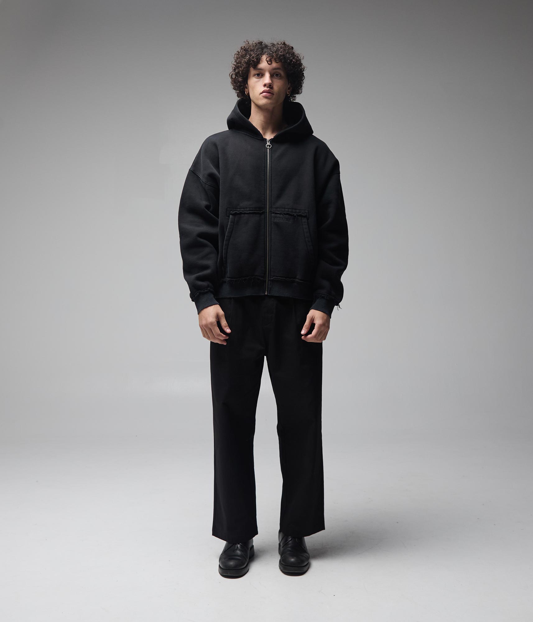 FORMER Alleviate Boxy Zip Hood in WASHED BLACK - Pending Approval Collection