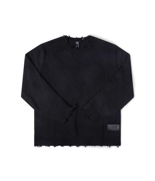 FORMER Future Distressed Knit in Black - The Shiny Bleeding Future Collection