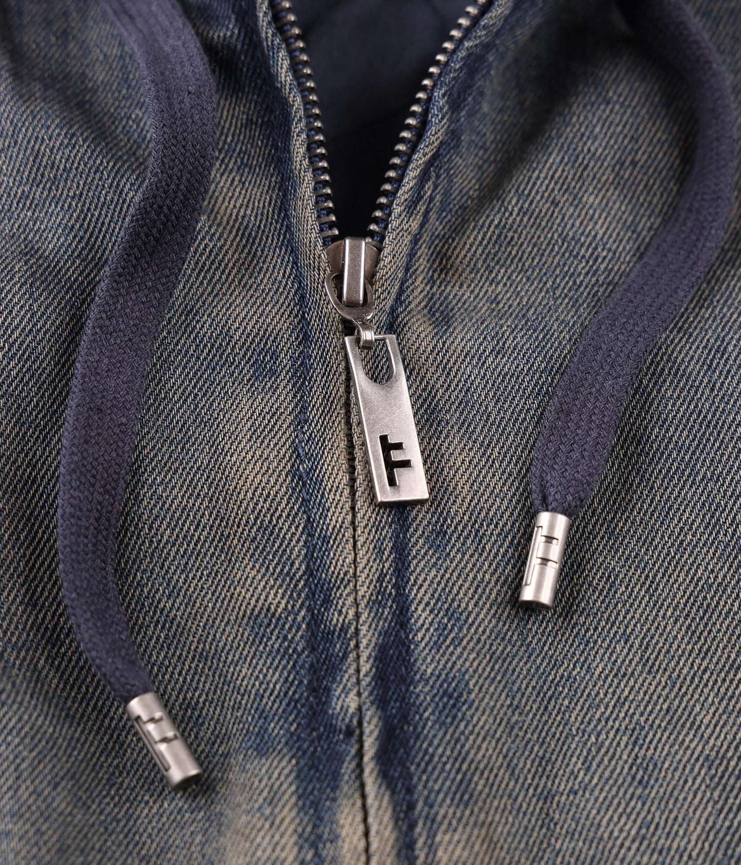 ENIGMA HOODED DENIM JACKET // DARK BLUE