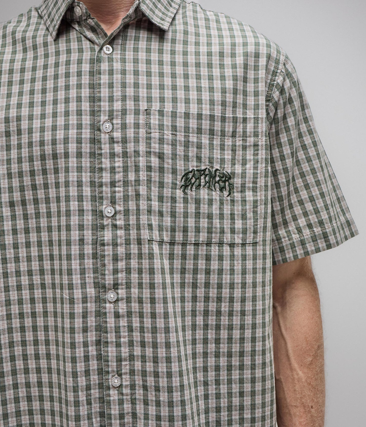 VIVIAN CHECK SS SHIRT // PINE