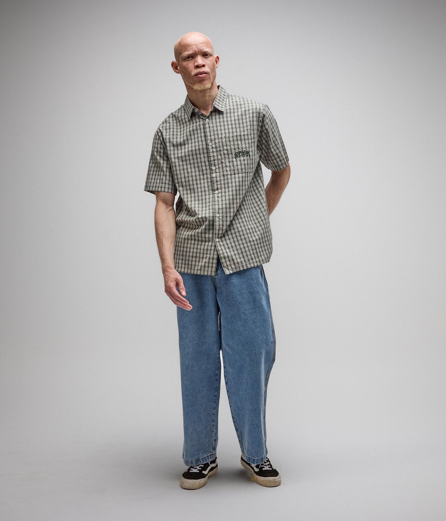 VIVIAN CHECK SS SHIRT // PINE