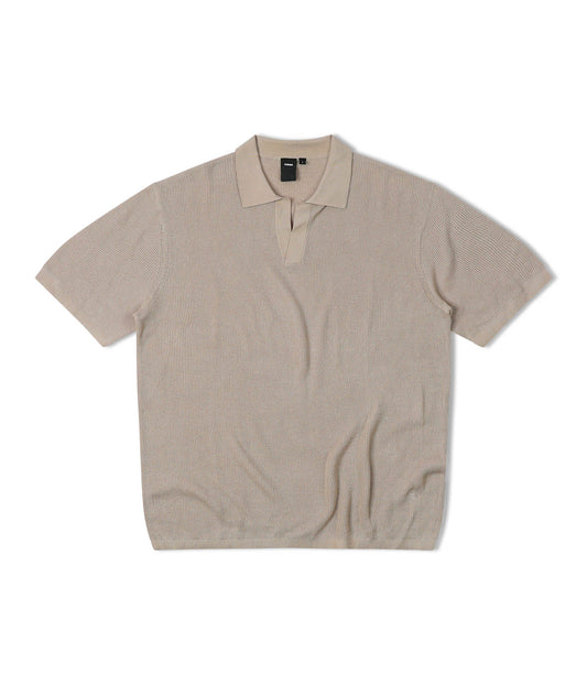 OPEN COLLAR KNIT POLO // OAT