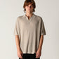 OPEN COLLAR KNIT POLO // OAT