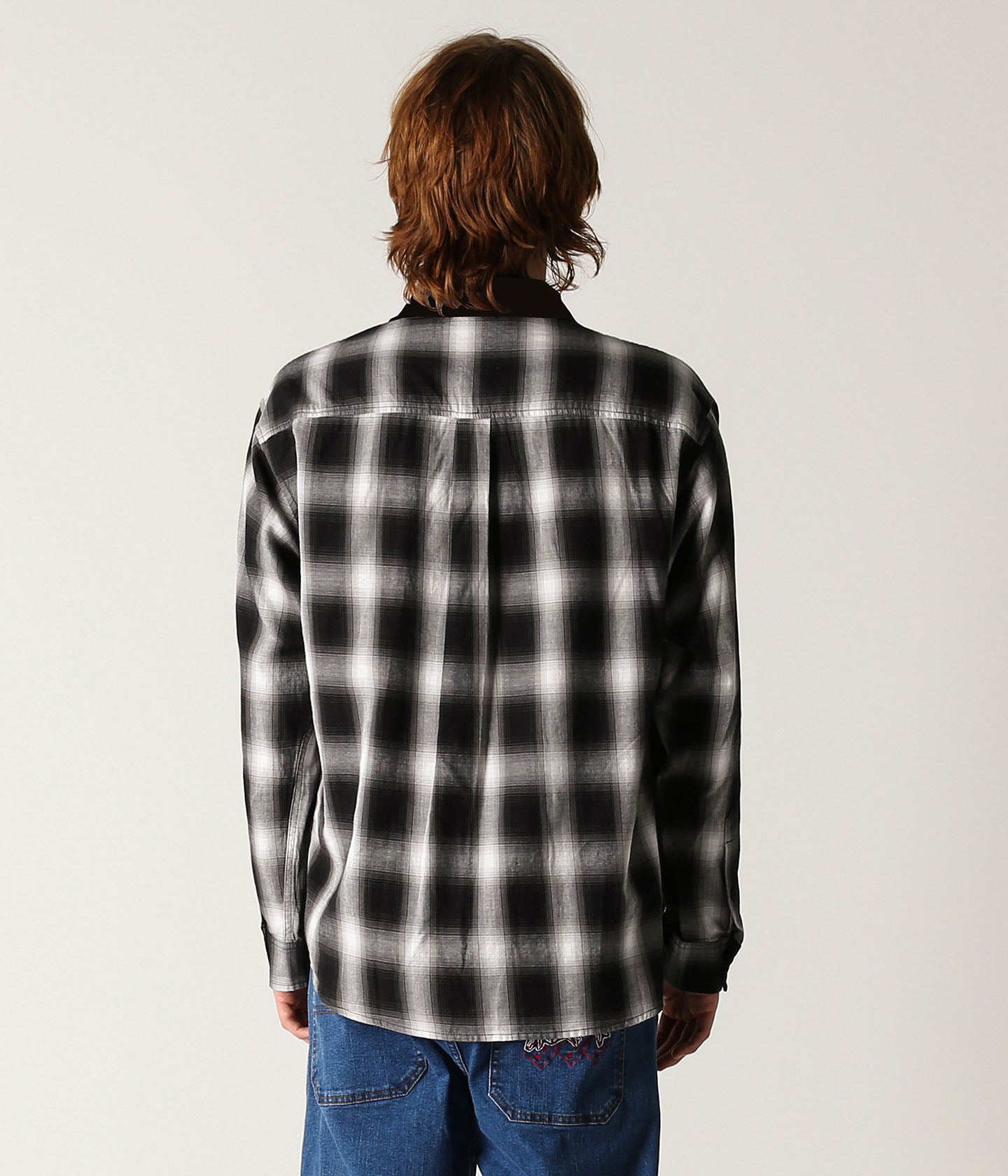 BROADCAST PLAID LS SHIRT // BLACK OMBRE