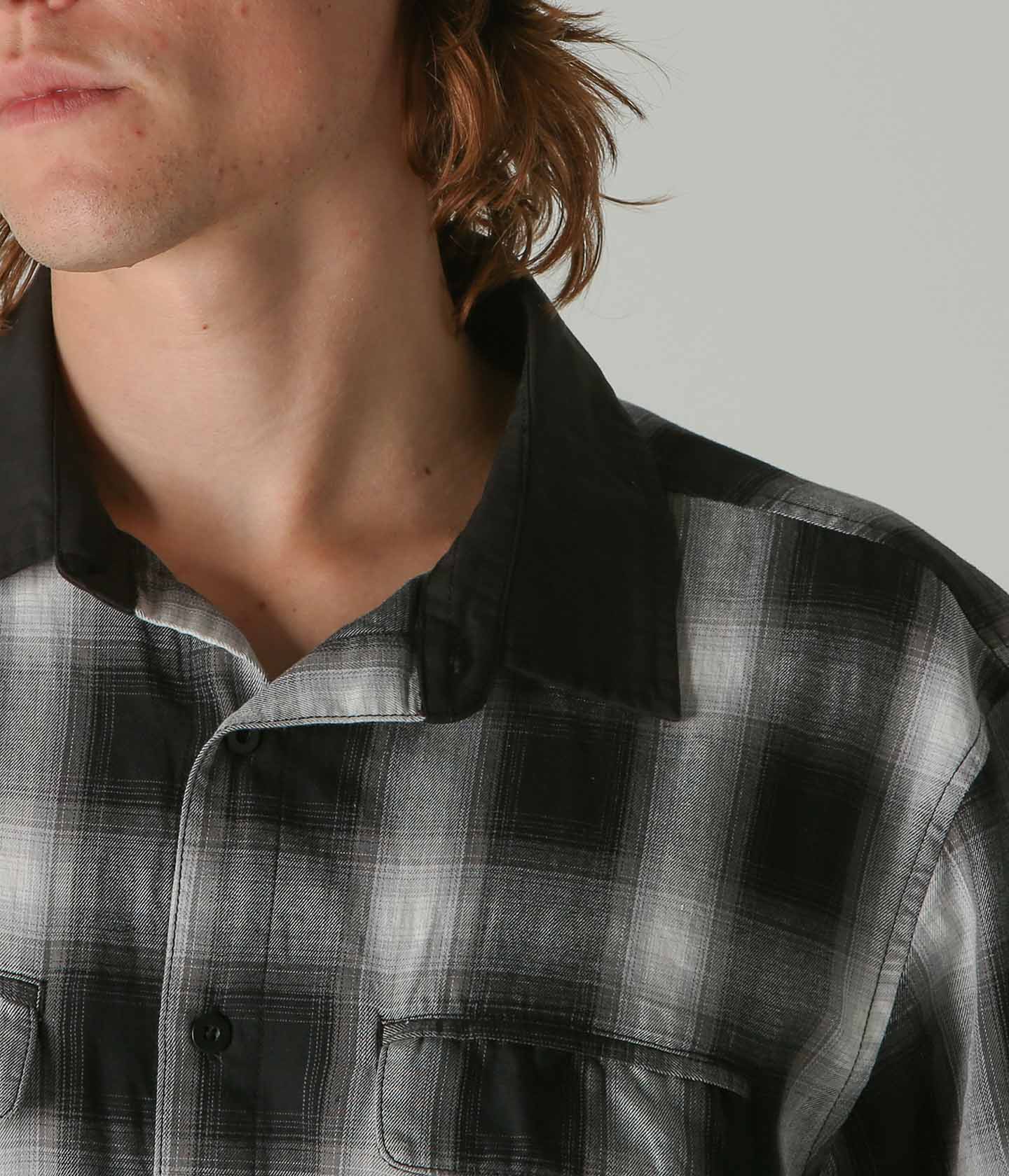 BROADCAST PLAID LS SHIRT // BLACK OMBRE