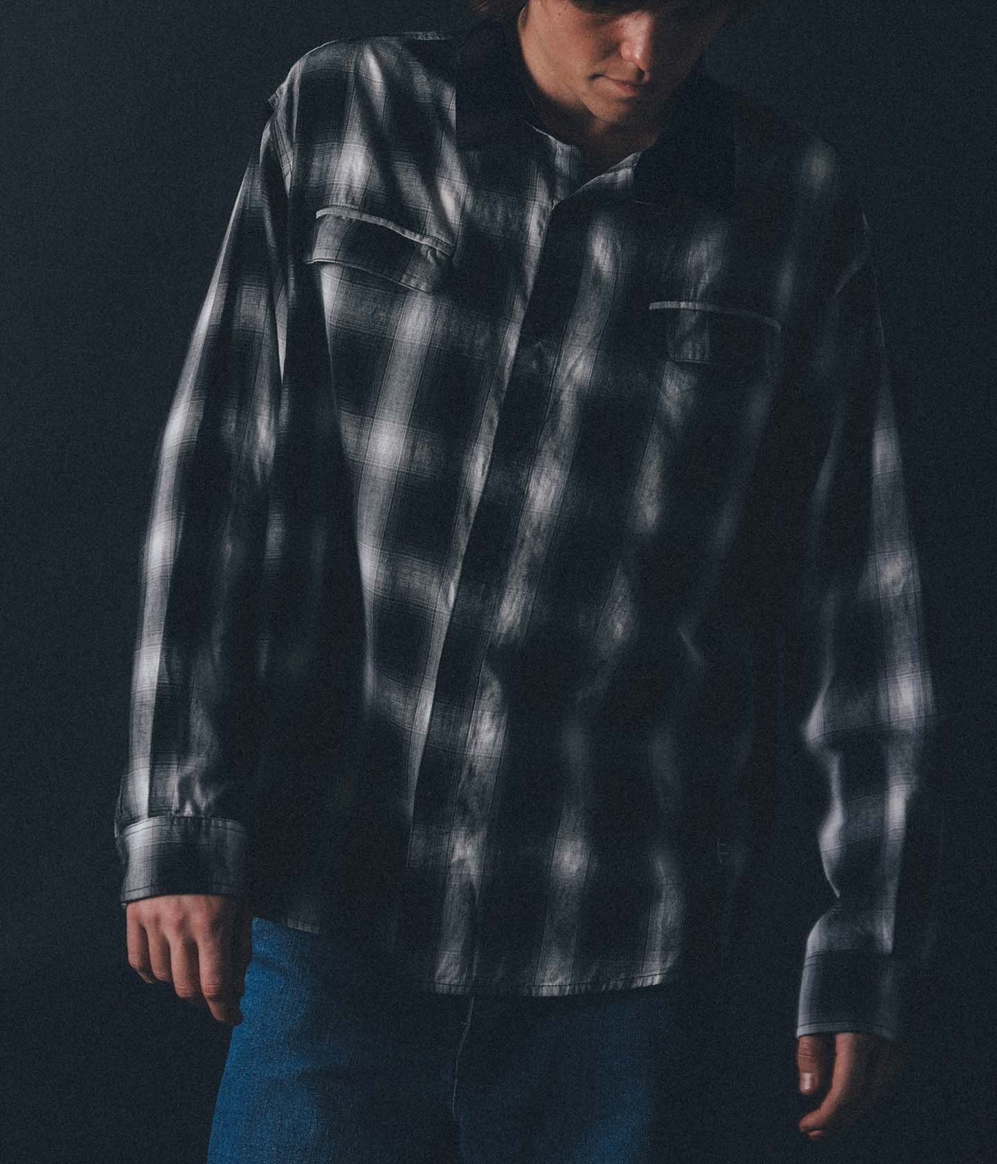 BROADCAST PLAID LS SHIRT // BLACK OMBRE