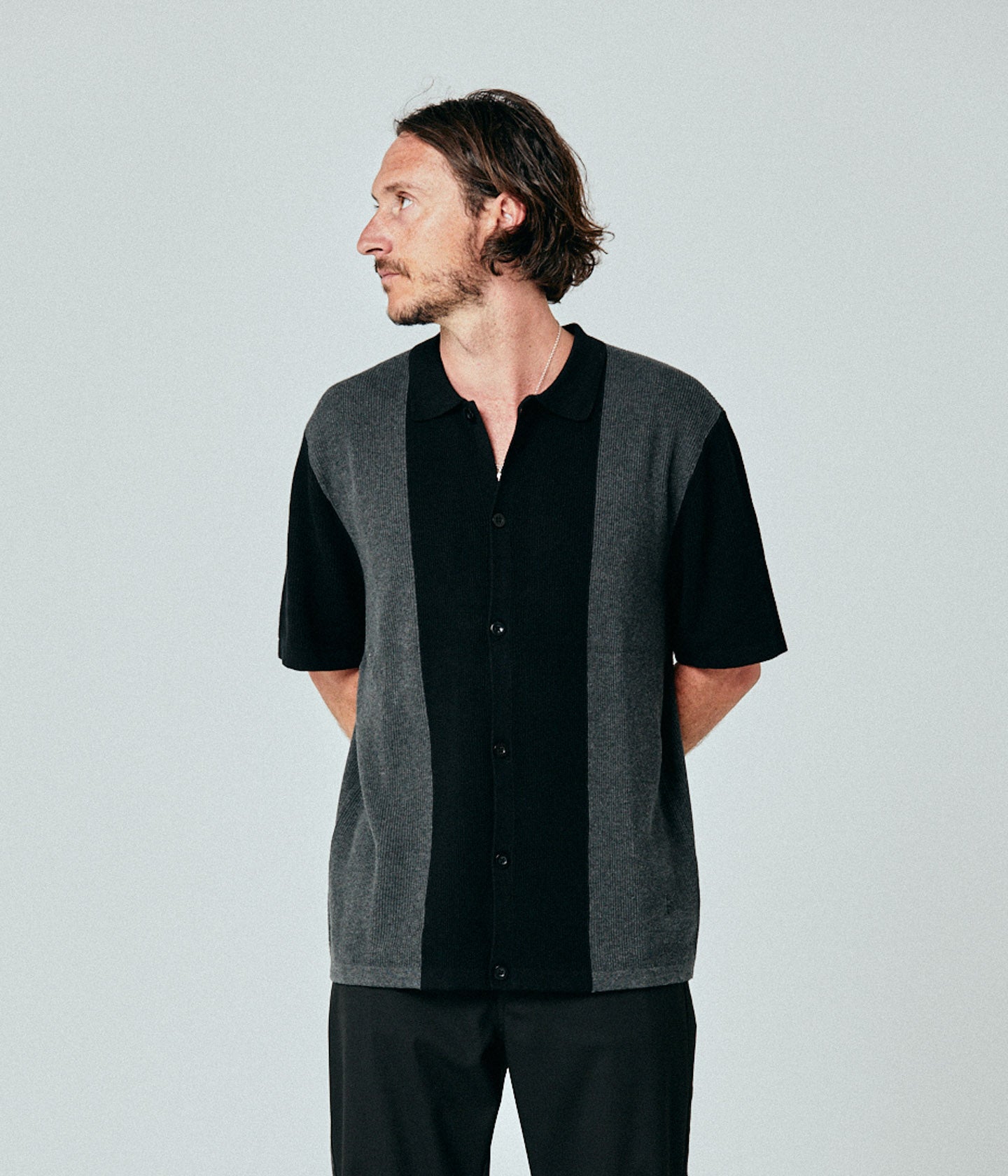 MARILYN KNIT SS SHIRT // BLACK CHARCOAL