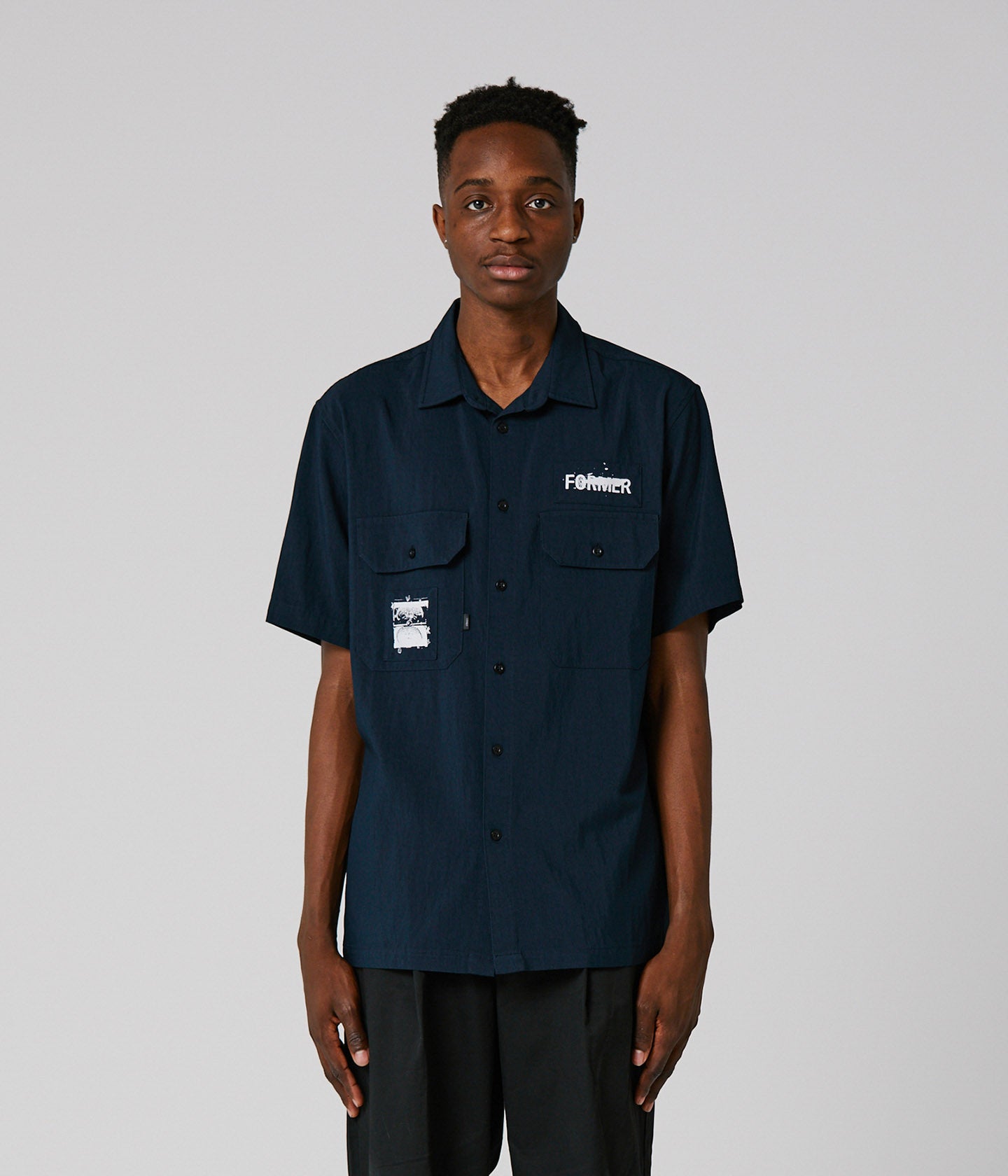 SCRATCHED SS WORK SHIRT // CADET