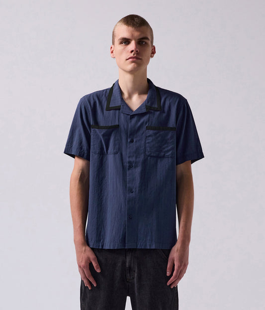 PINSTRIPE MARILYN SS SHIRT  // NAVY