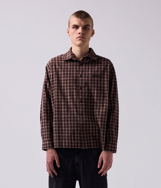 VIVIAN CHECK LS SHIRT // BROWN