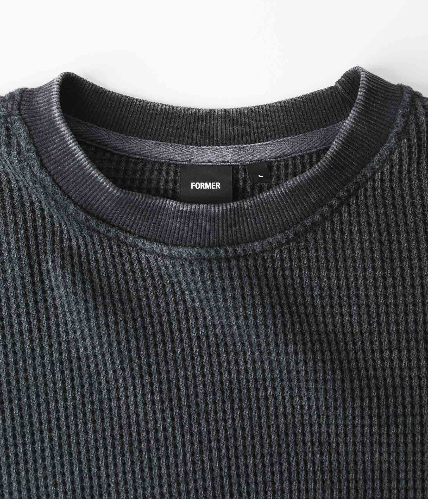 SCRAWL LS WAFFLE T-SHIRT // WASHED BLACK – Former