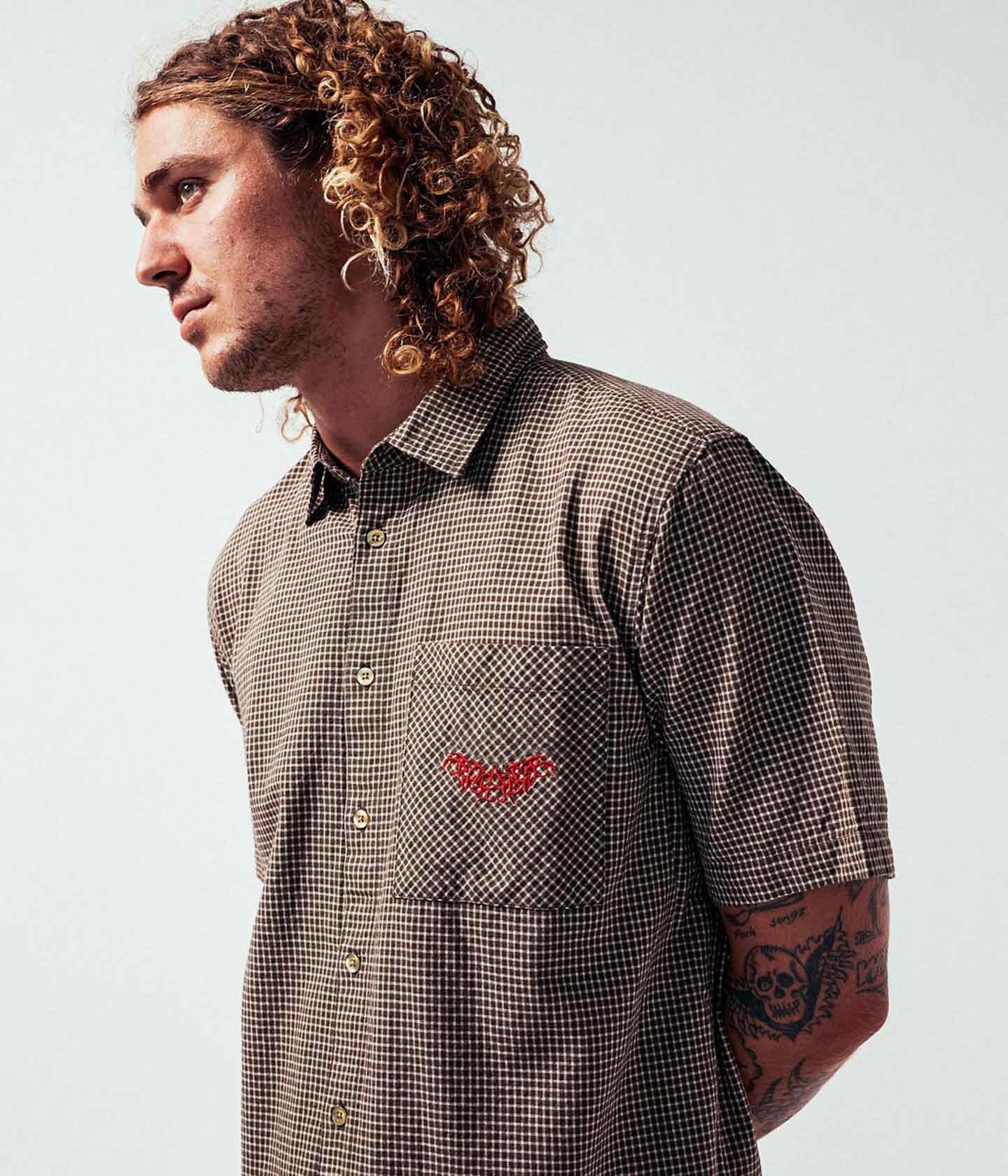 MANNERS CHECK SS SHIRT // ARMY