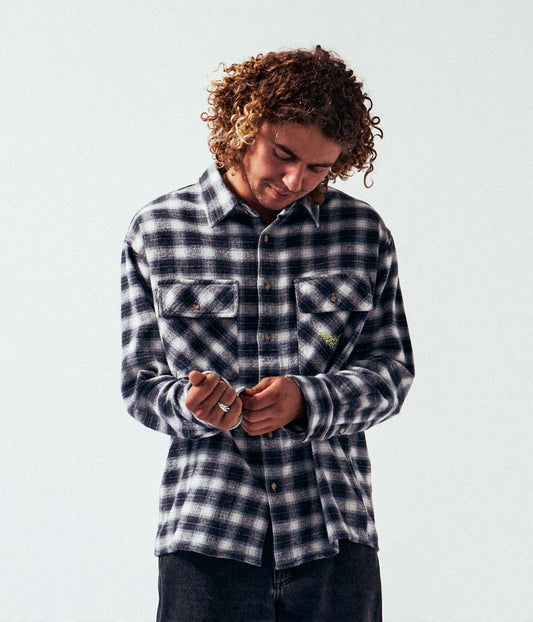 MANNERS PLAID LS SHIRT // BLACK