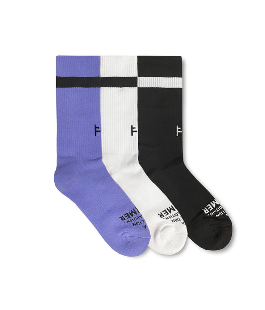 FRANCHISE 3-PACK SOCK // BLACK WHITE VIOLET