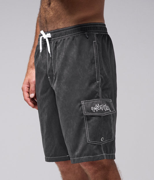 SWANS CARGO 21" SWIM TRUNK // BLACK EMBROID