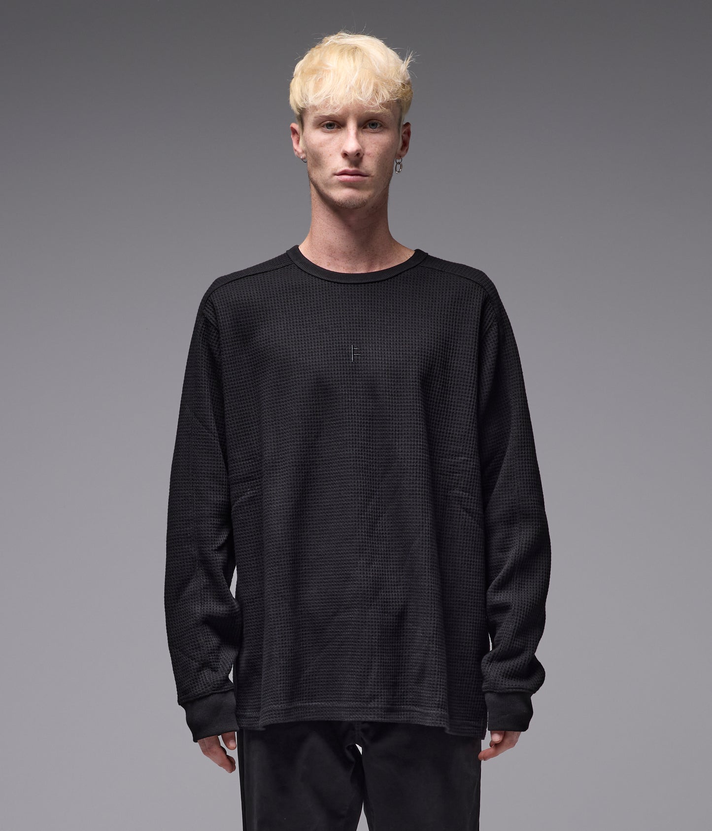 FRANCHISE WAFFLE LS T-SHIRT // BLACK
