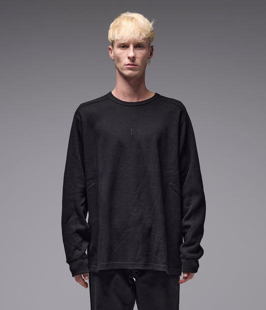 FRANCHISE WAFFLE LS T-SHIRT // BLACK
