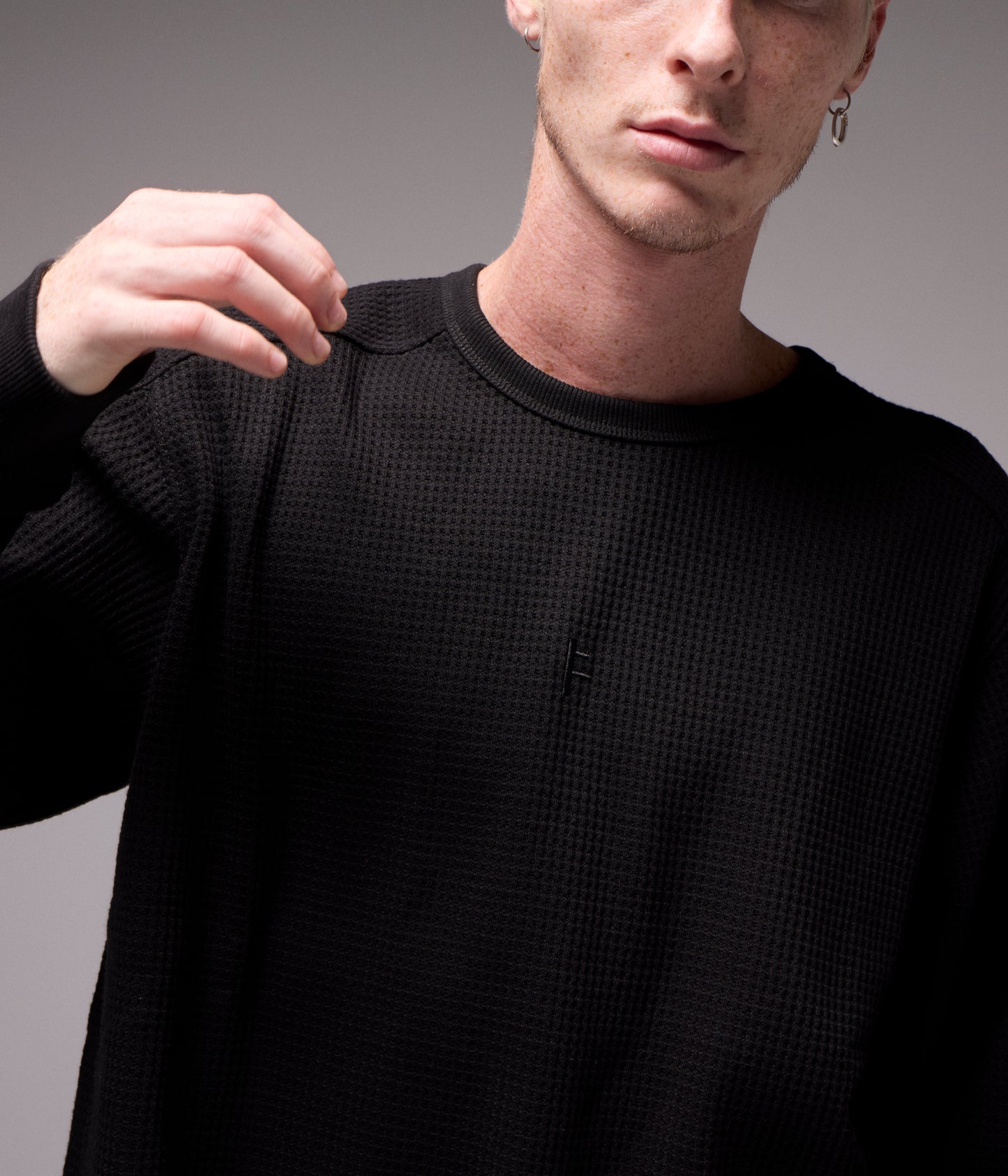 FRANCHISE WAFFLE LS T-SHIRT // BLACK