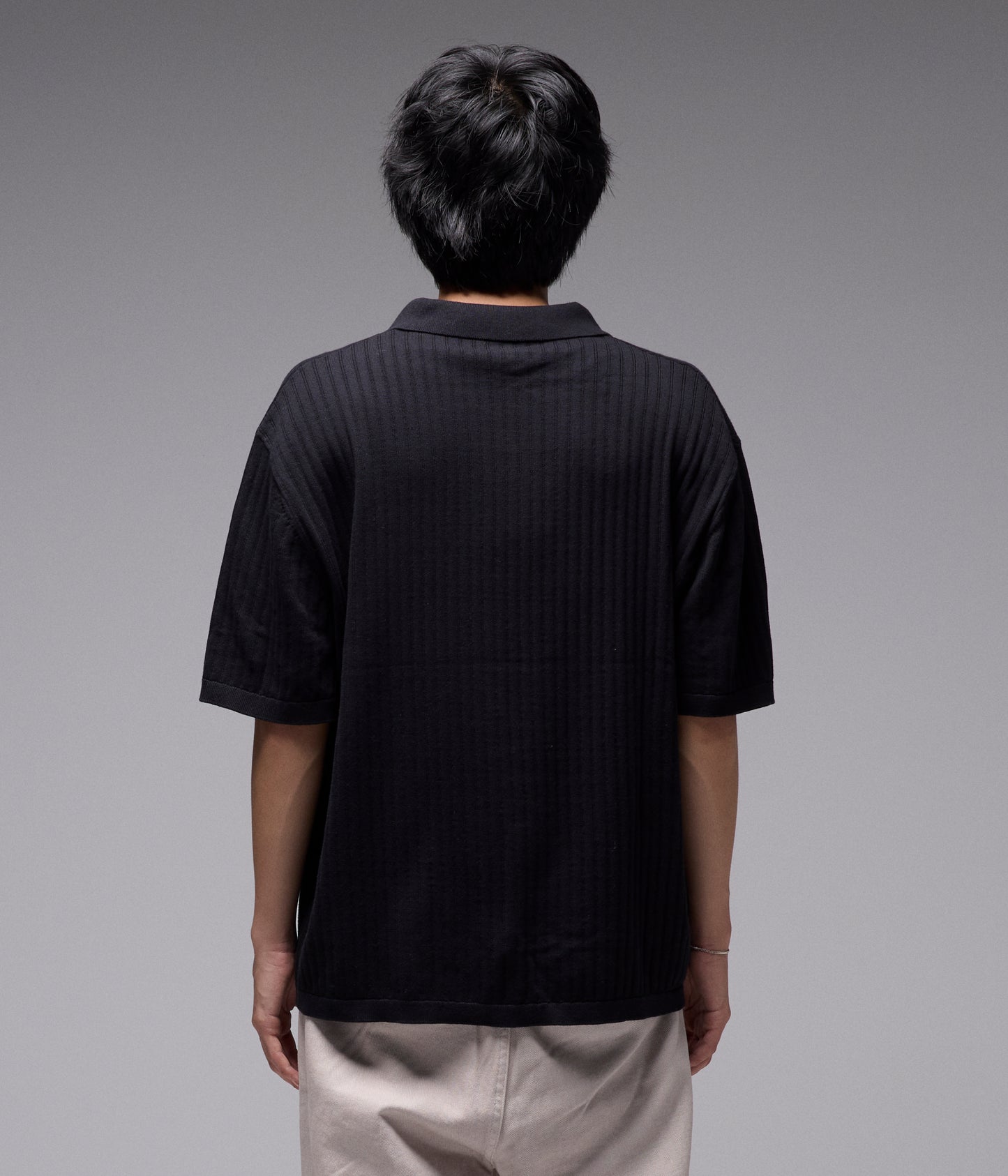 FRANCHISE OPEN COLLAR POLO // BLACK