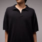 FRANCHISE OPEN COLLAR POLO // BLACK