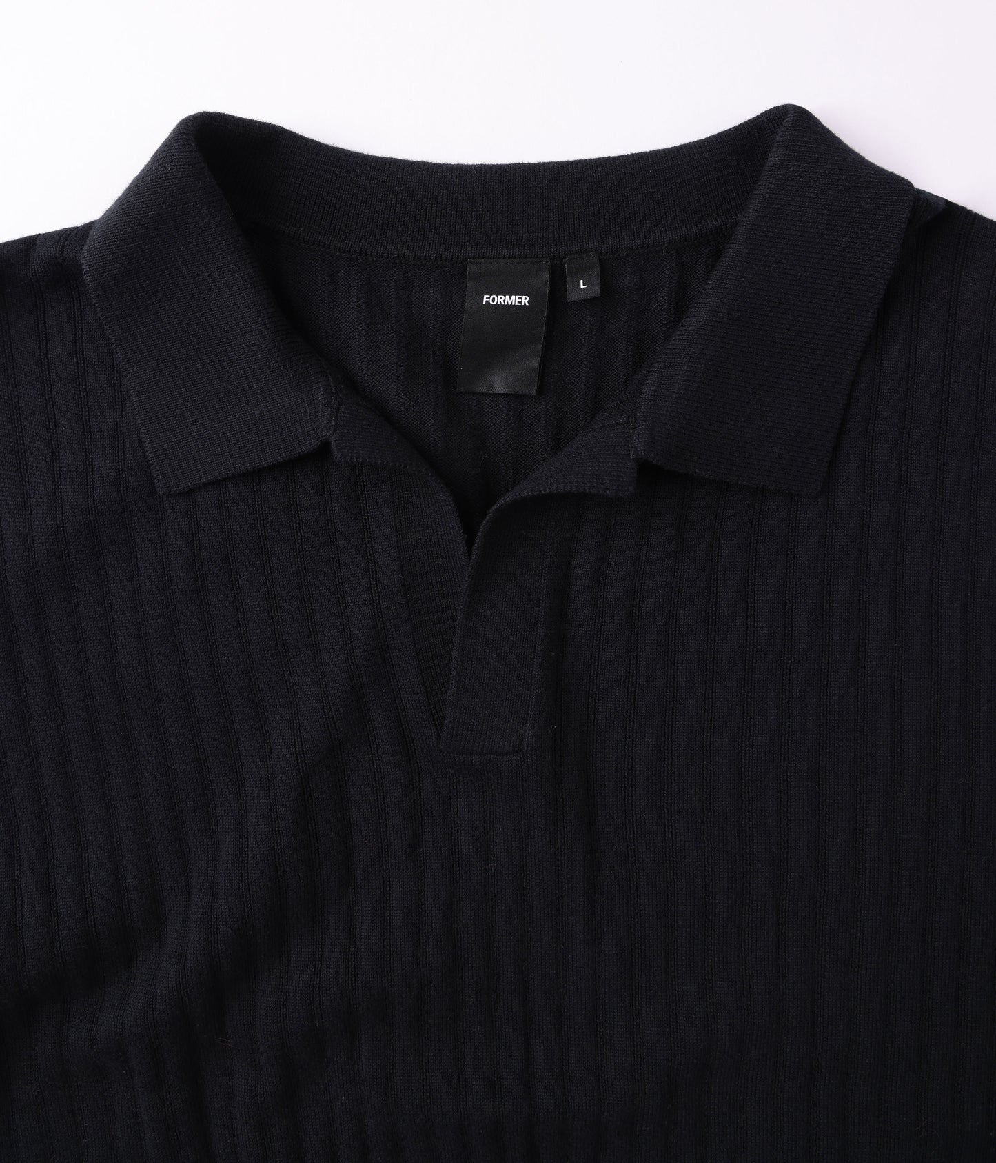 FRANCHISE OPEN COLLAR POLO // BLACK