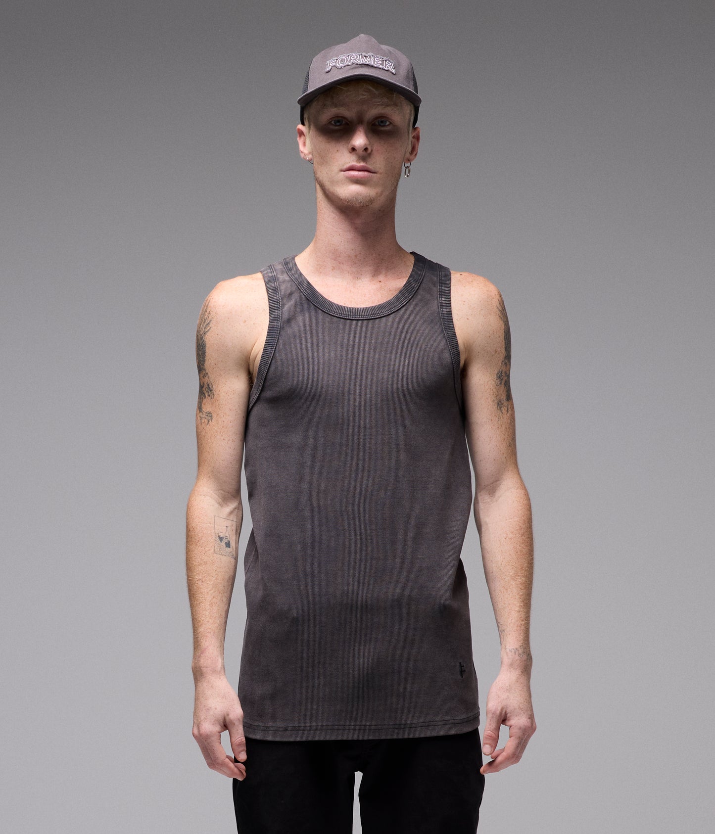 ACID RIB SINGLET // WASHED BLACK
