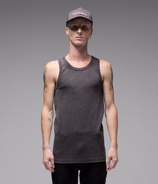 ACID RIB SINGLET // WASHED BLACK
