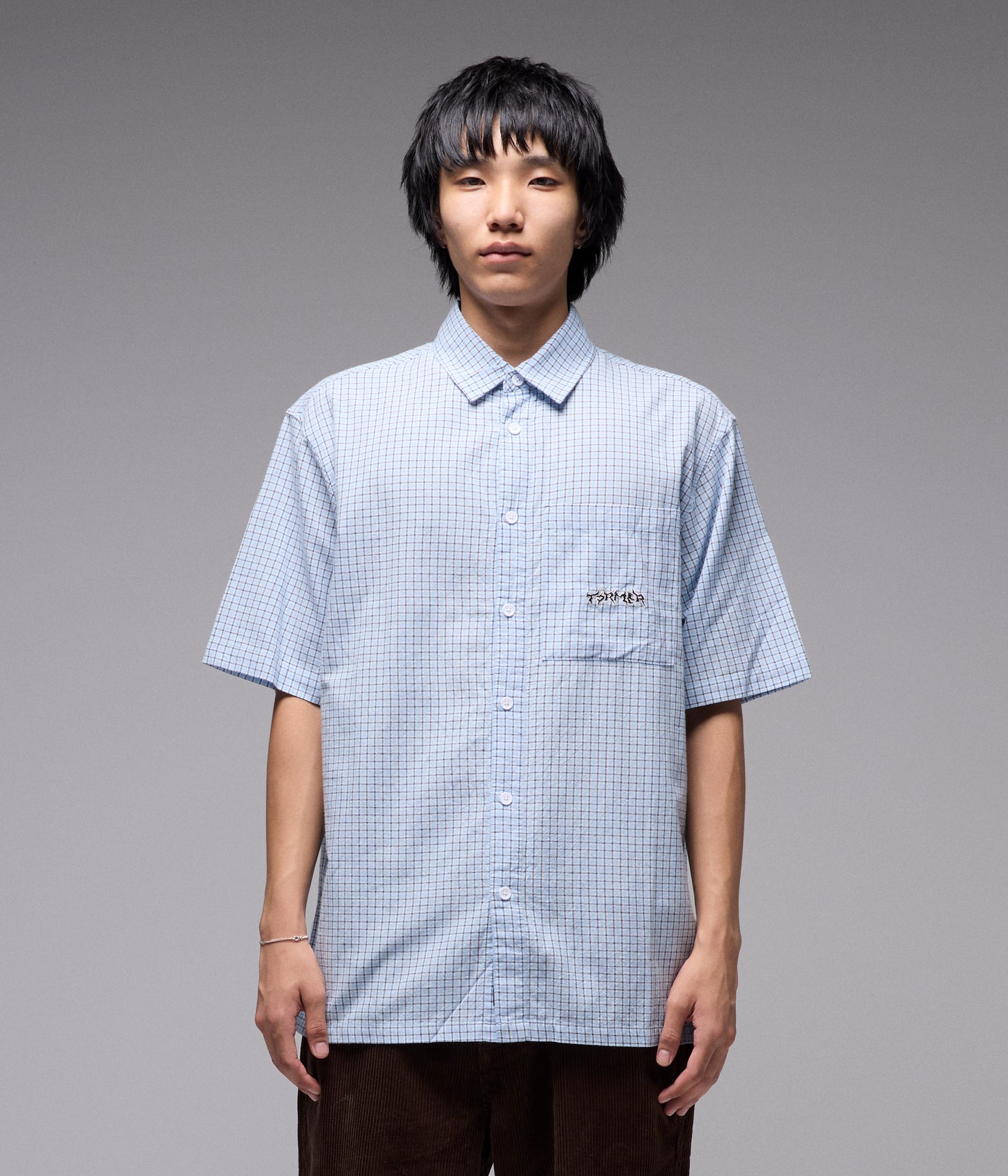 VIVIAN CHECK SS SHIRT // BLUE