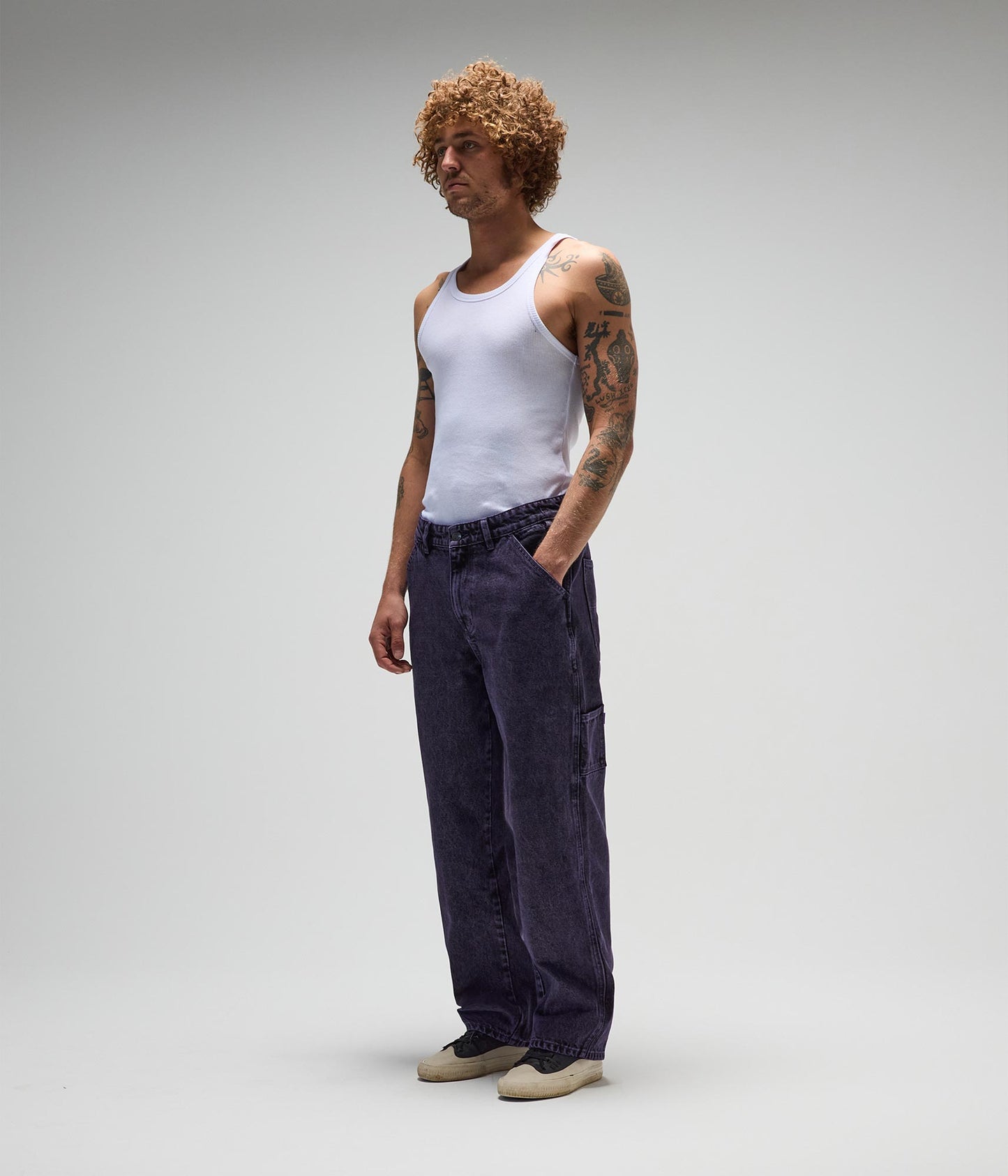 FORMER Distend Denim Pant in Washed Purple - FORMER x RAGE Collection