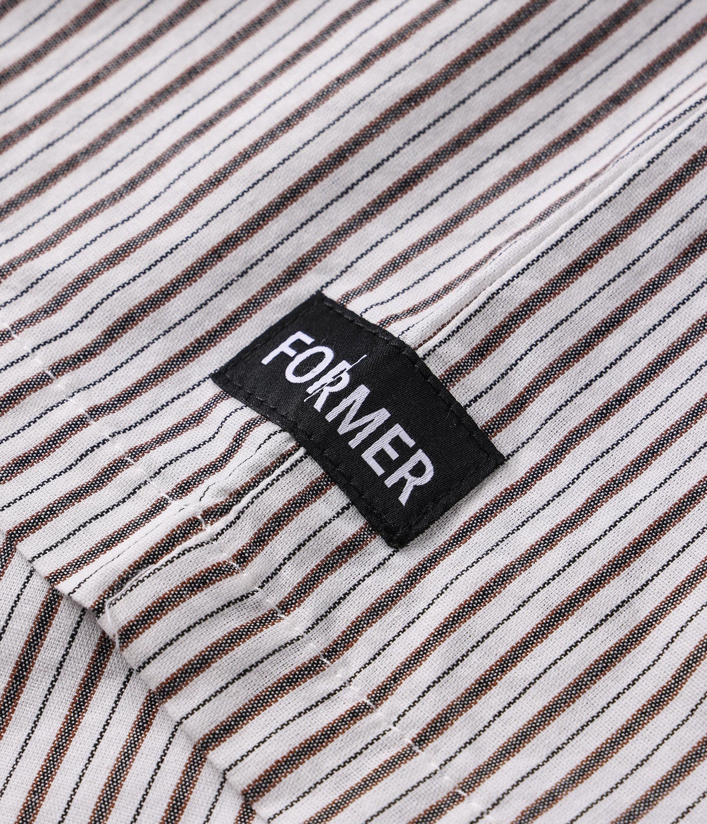 FORMER Reynolds Stripe SS Shirt in BEIGE